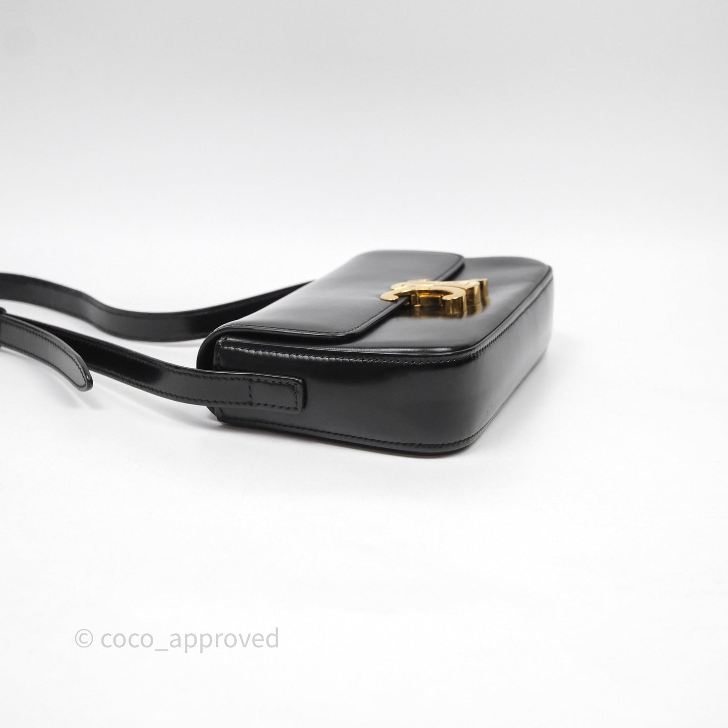 Celine Triomphe Shoulder Bag Black Calfskin