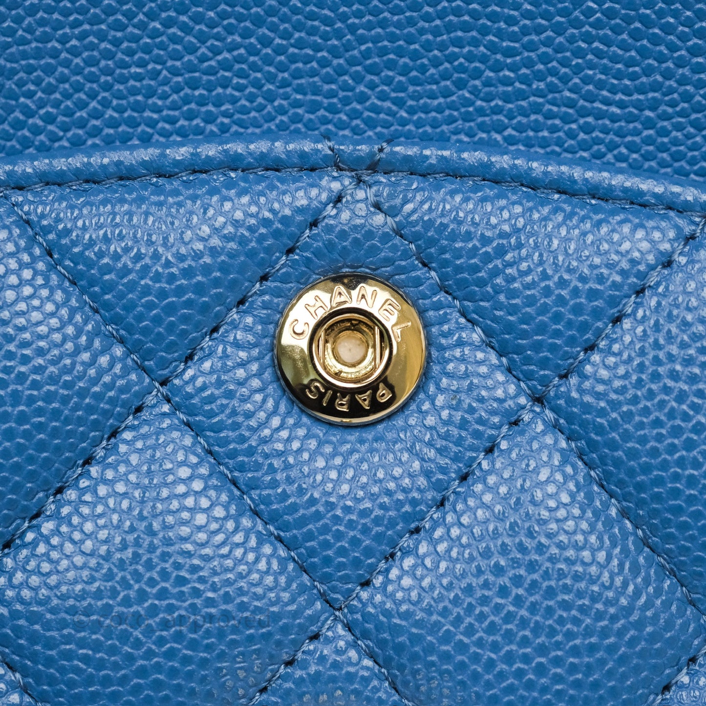 Chanel Small Classic Quilted Flap Blue Caviar Gold Hardware