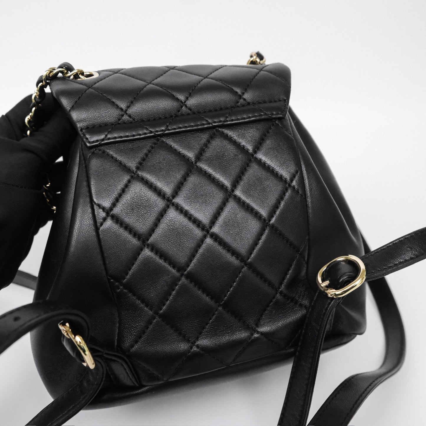 Chanel Small Duma Drawstring Backpack Black Lambskin Gold Hardware