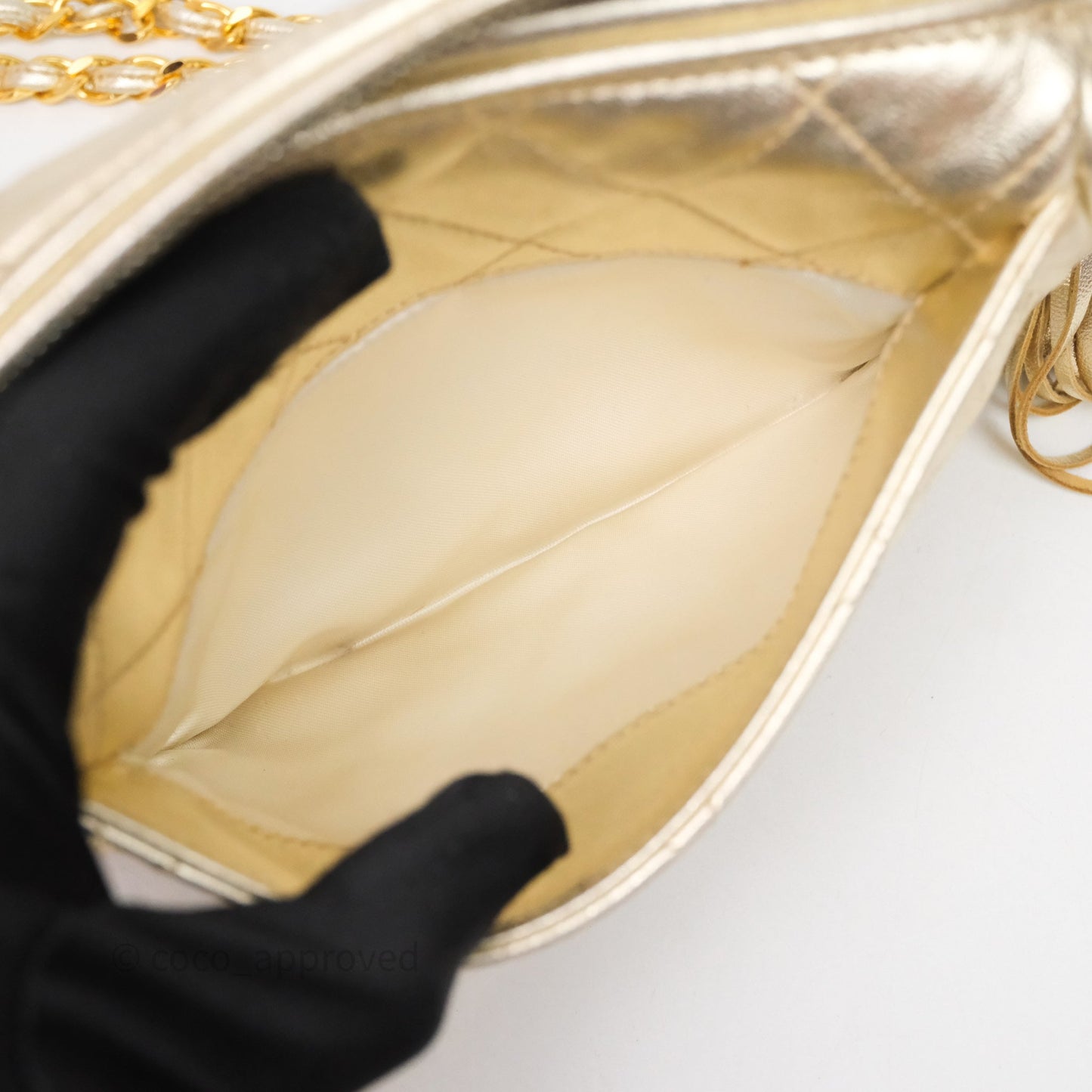 Chanel Vintage Camera Bag Gold Lambskin Gold Hardware