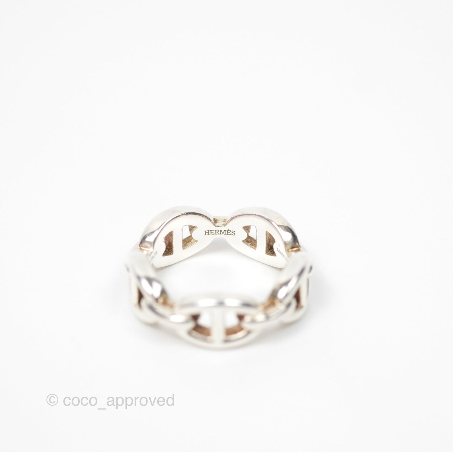 Hermès Sterling Silver PM Chaine d'Ancre Enchainee Band Ring Size 53