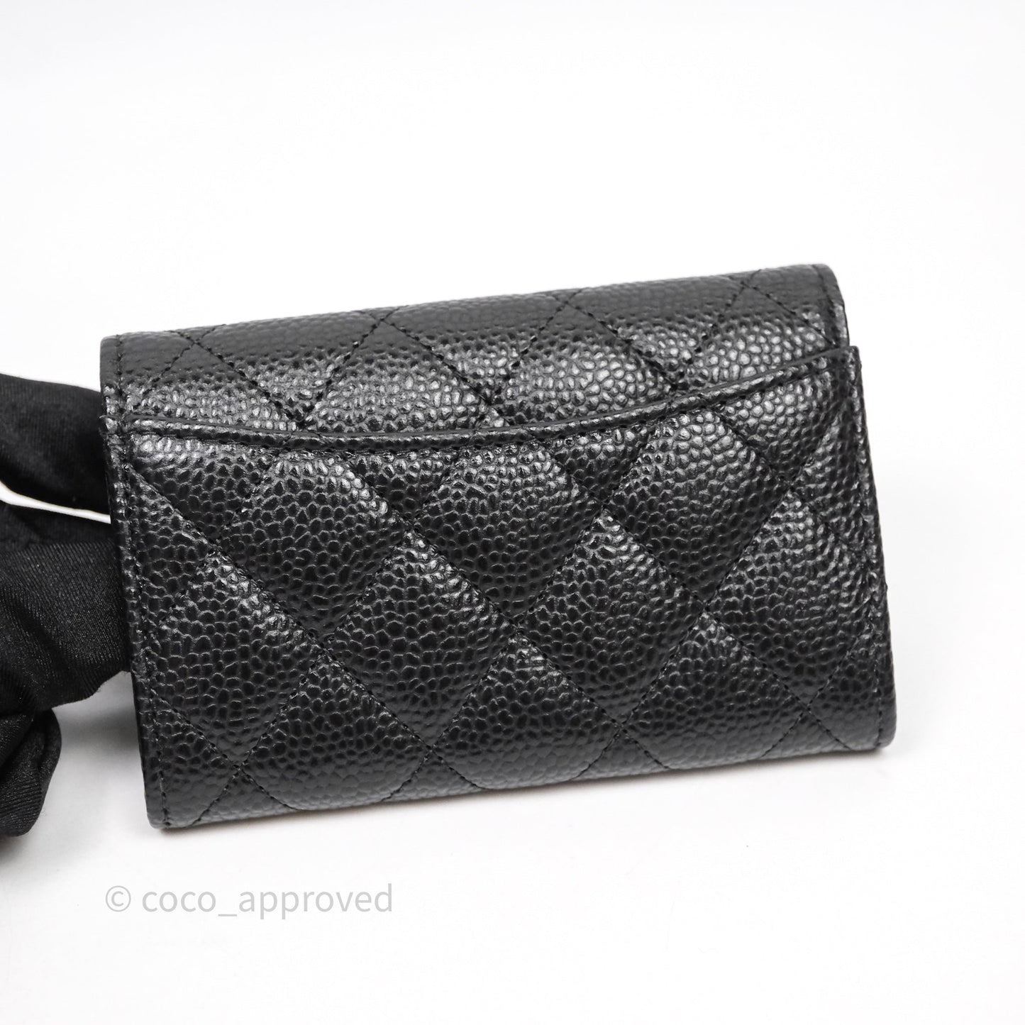 Chanel Quilted Flap Card Holder Caviar Black Gold Hardware