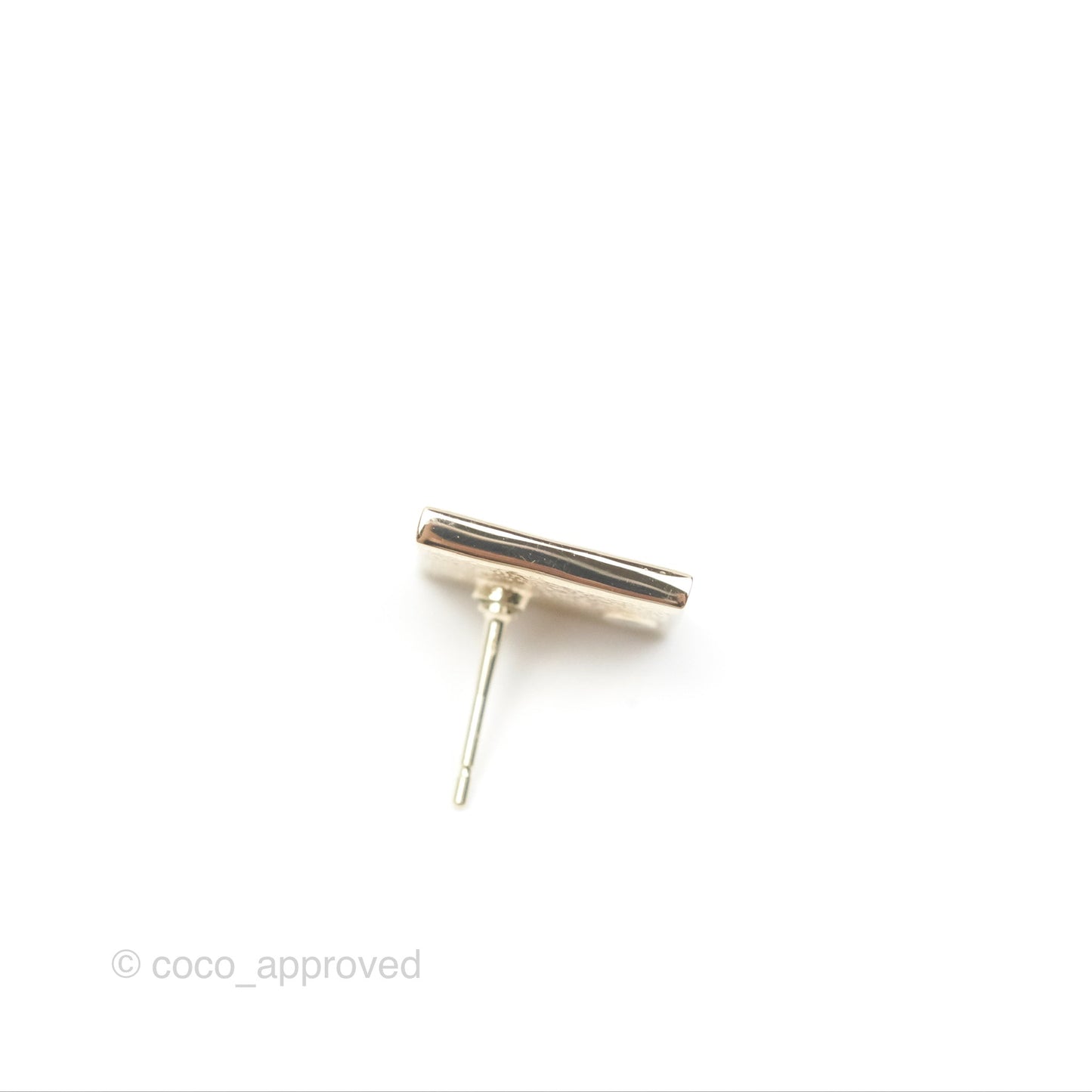 Chanel CC Square Earrings White Gold Tone 24C