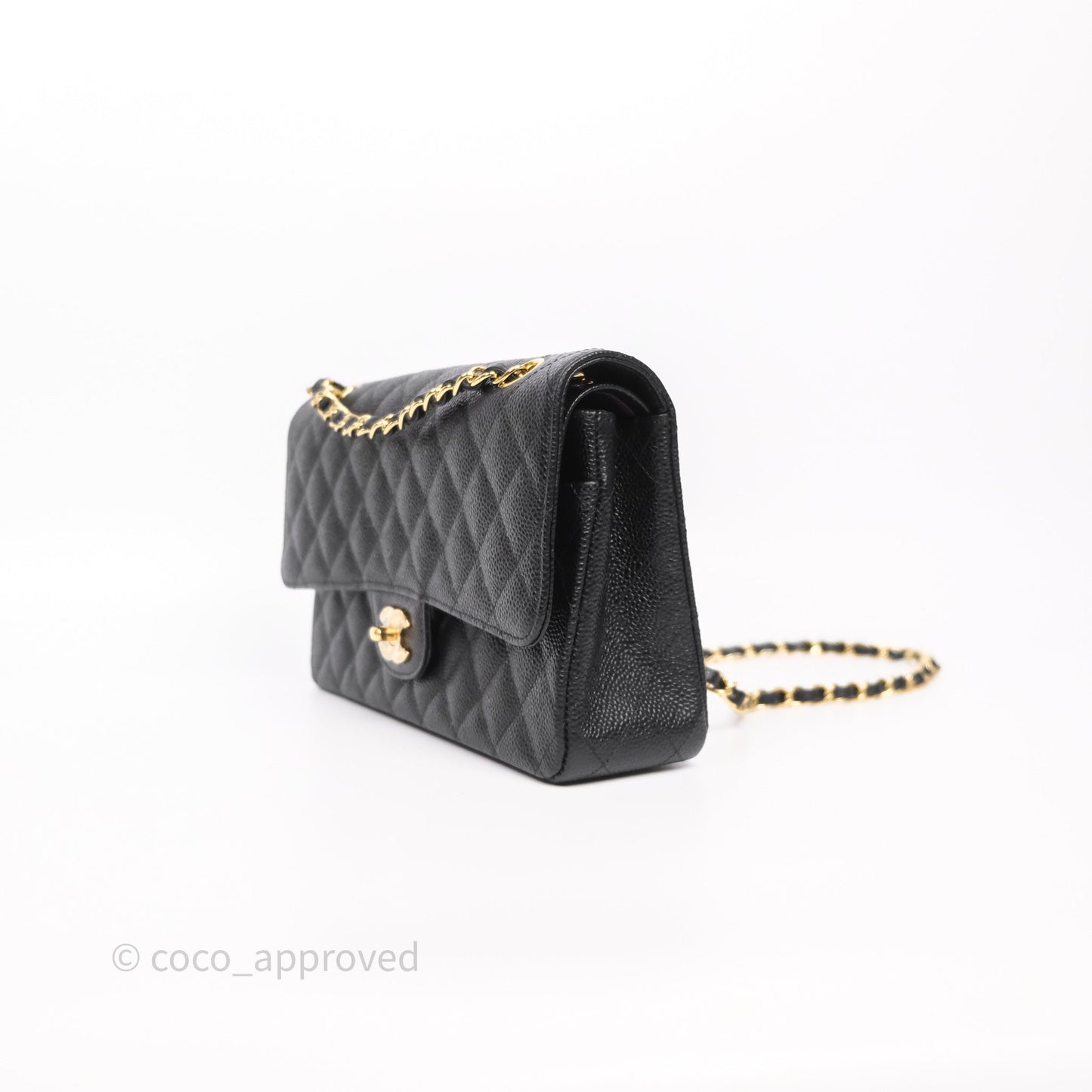 Chanel Classic M/L Medium Flap Quilted Black Caviar Gold Hardware