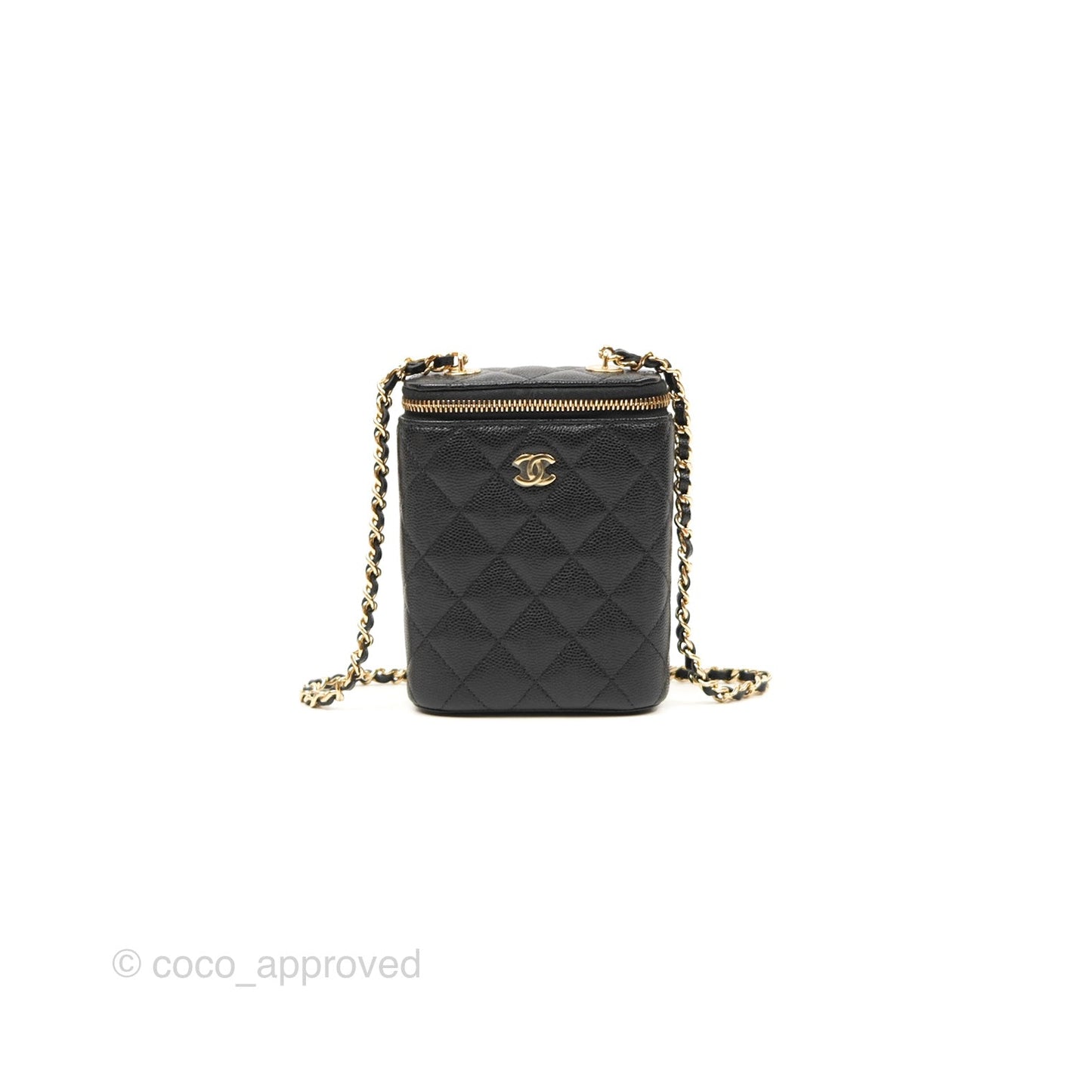 Chanel Classic Mini Vanity With Chain Black Caviar Gold Hardware