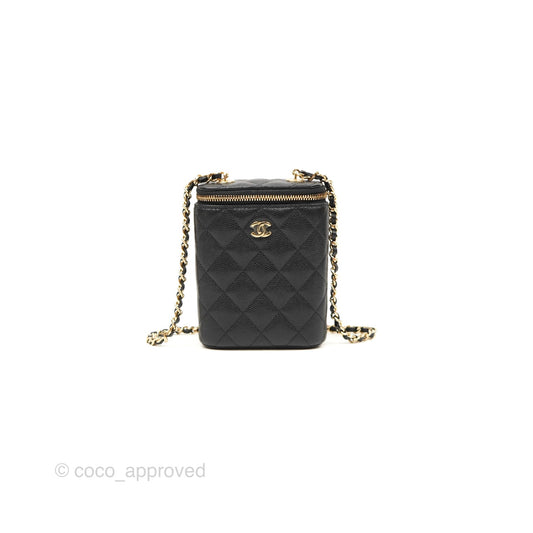 Chanel Classic Mini Vanity With Chain Black Caviar Gold Hardware