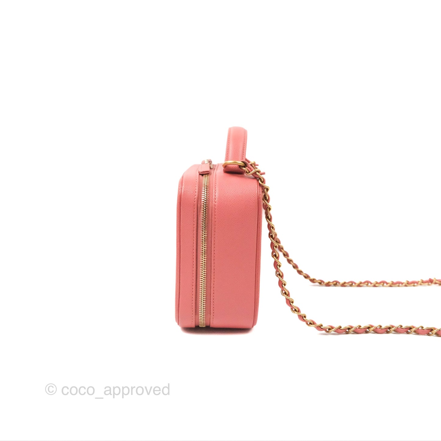 Chanel Quilted Medium CC Filigree Vanity Case Pink Caviar Gold Hardware