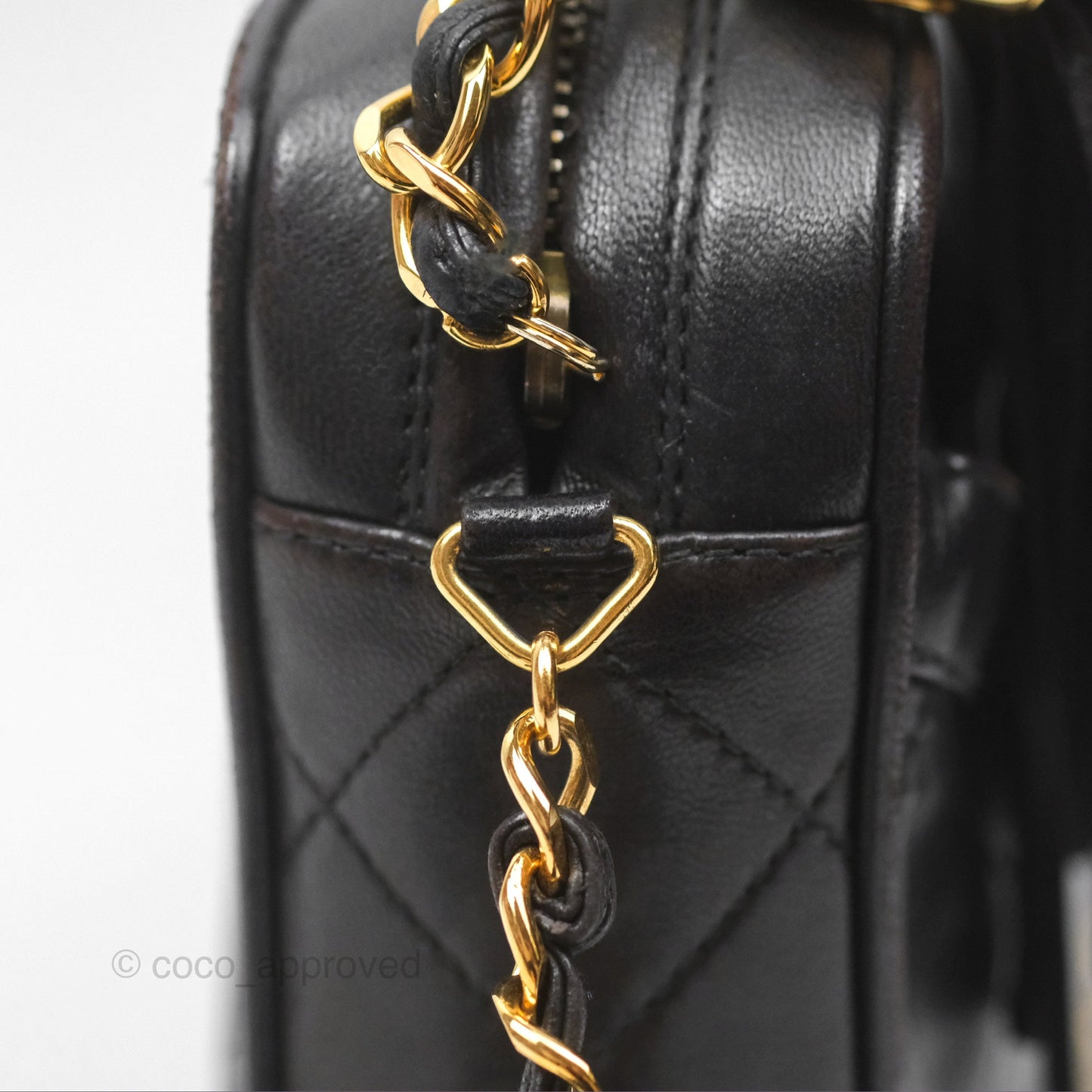 Chanel Vintage Small Camera Bag Black Lambskin Gold Hardware