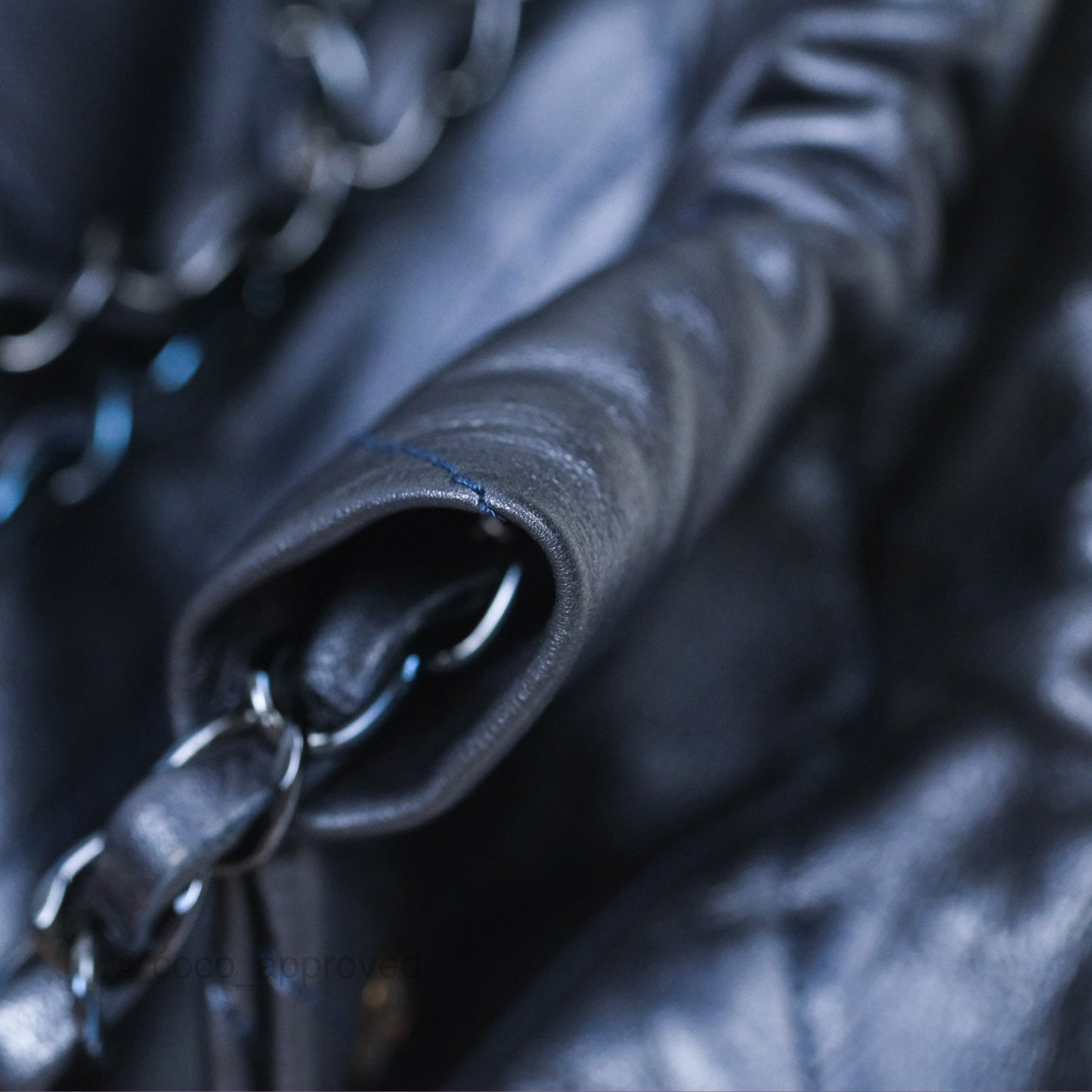 Chanel 22 Small Metallic Midnight Blue Aged Calfskin Midnight Blue/Silver Hardware