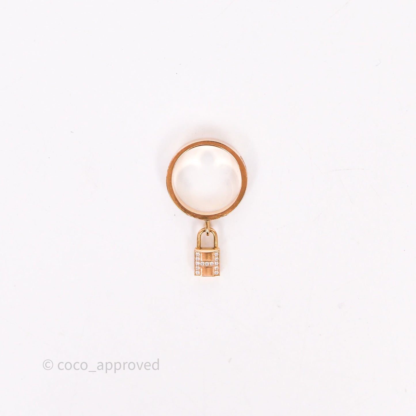Hermès Kelly Cadenas Ring Rose Gold Diamonds Size 50