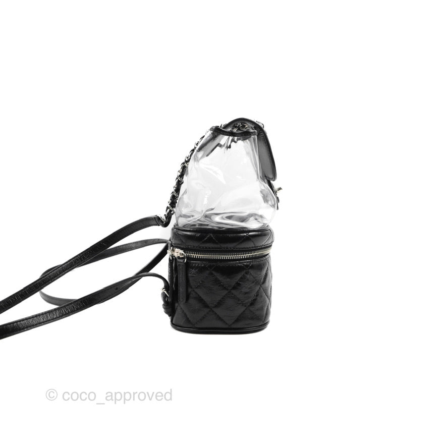 Chanel Aquarium PVC Backpack Black Crumpled Calfskin Silver Hardware