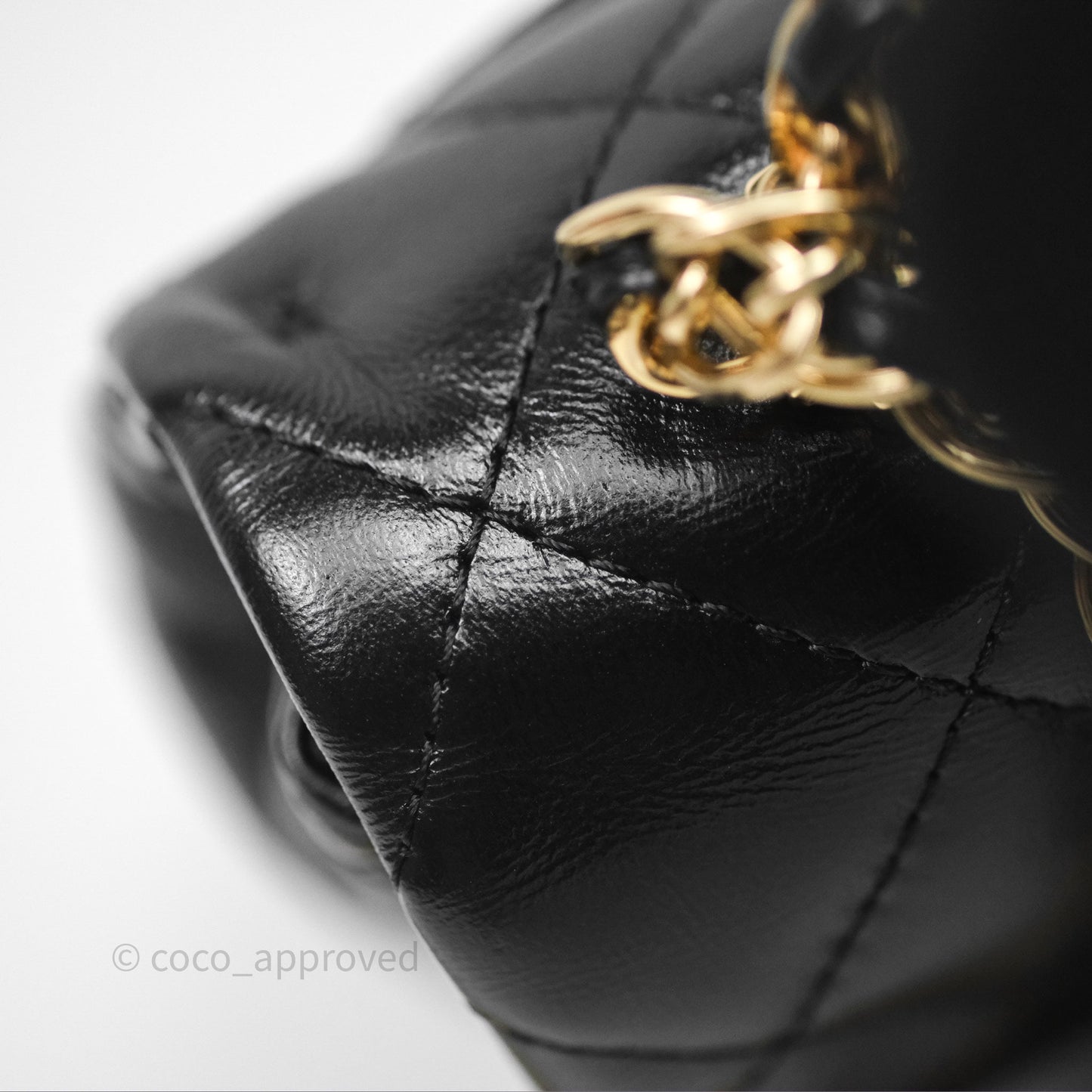 Chanel Top Handle Flap Bag Black Shiny Lambskin Gold Hardware 23S
