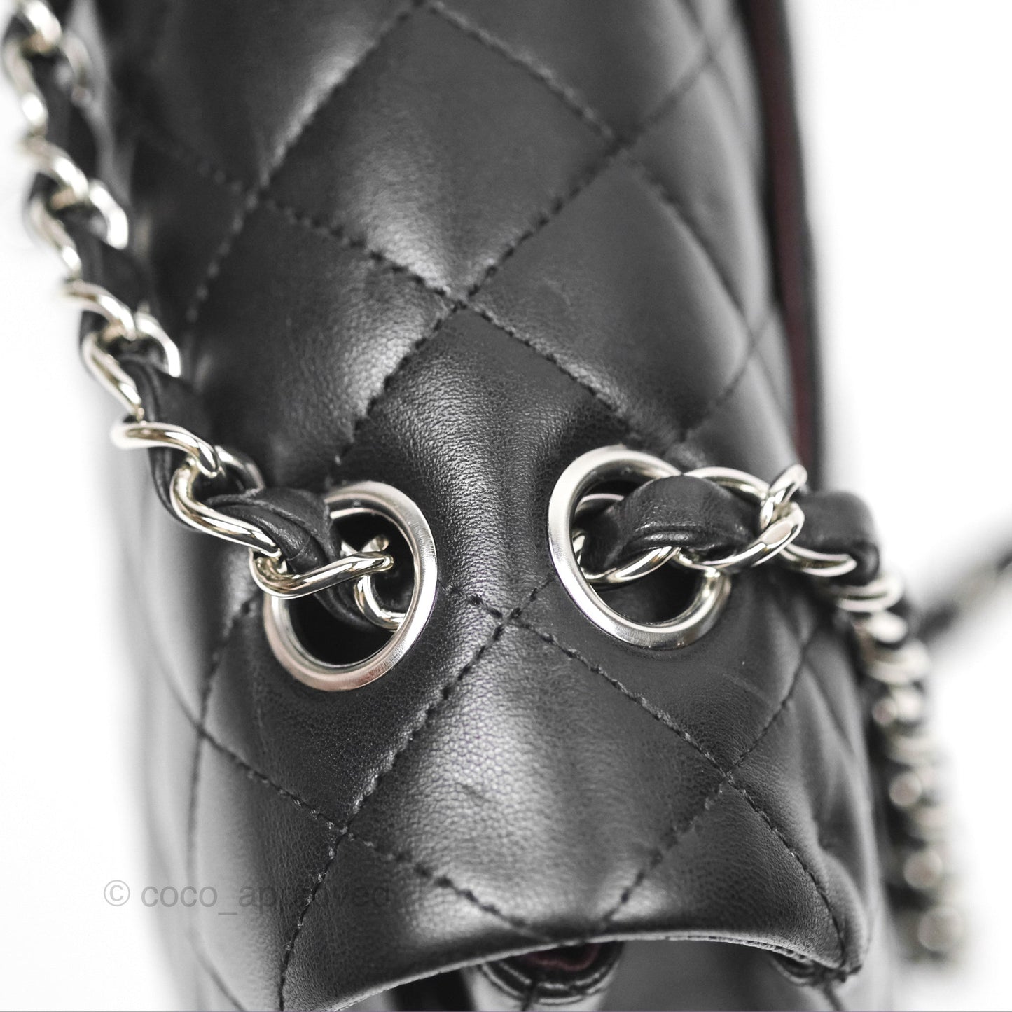Chanel Classic M/L Medium Flap Quilted Black Lambskin Silver Hardware