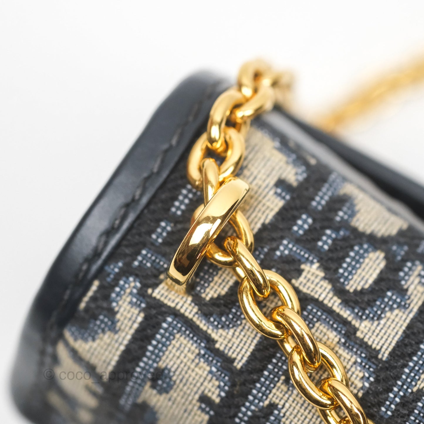 Dior 30 Montaigne East-West Bag With Chain Blue Dior Oblique Jacquard
