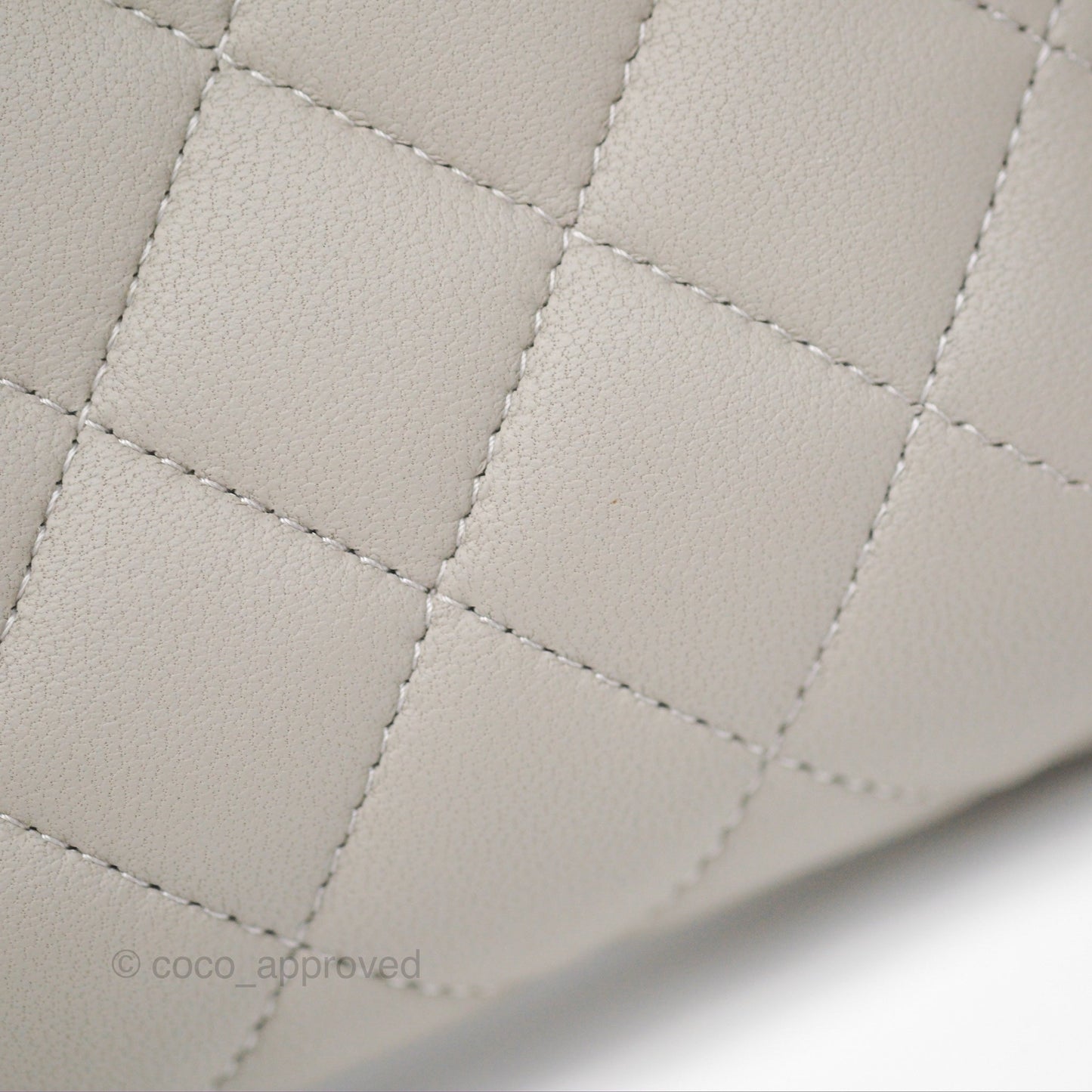 Chanel Classic Flap Clutch Quilted Light Grey Lambskin Silver Hardware