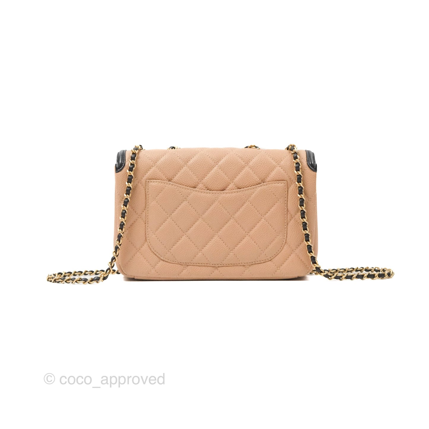 Chanel Quilted Small CC Filigree Flap Beige Black Caviar
