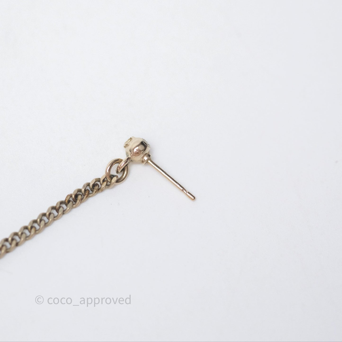 Chanel Crystal CC Long Drop Earrings Gold Tone 19A