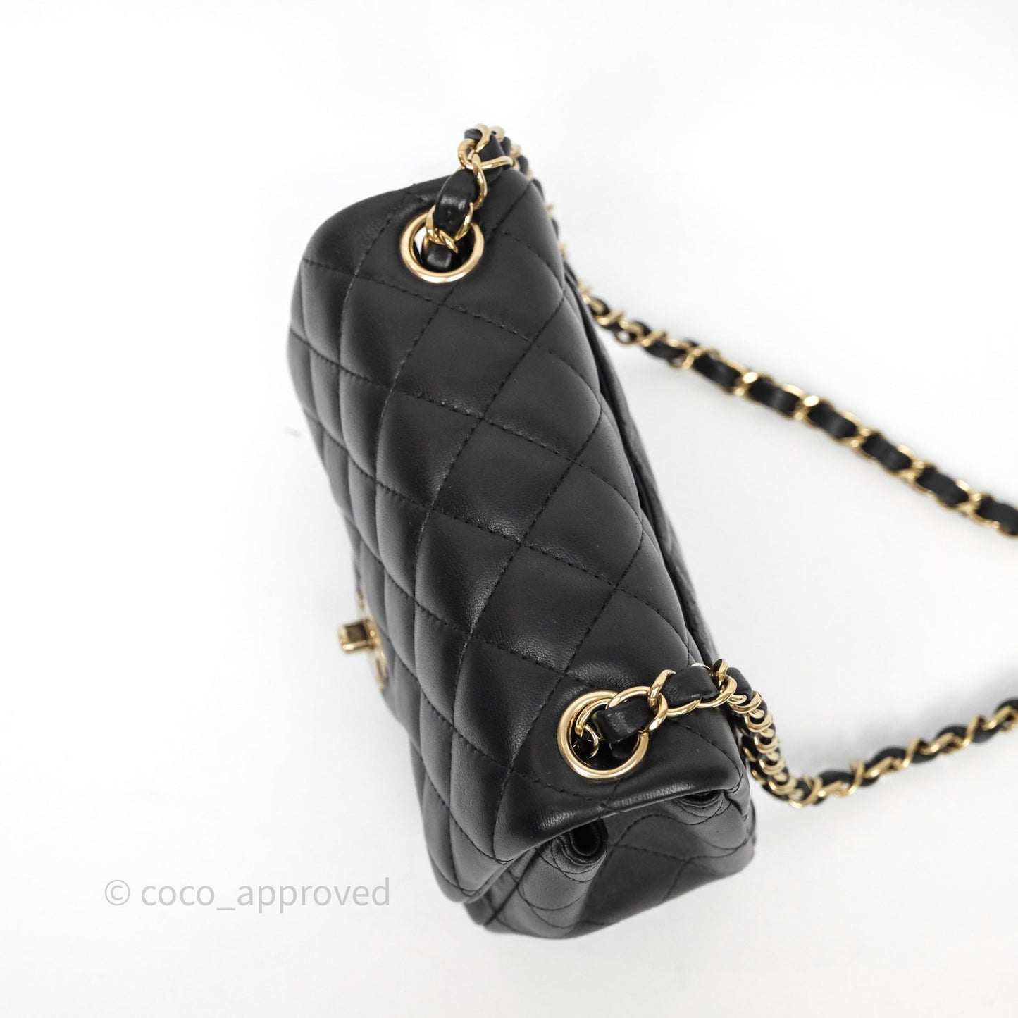 Chanel Mini Square Quilted Black Lambskin Gold Hardware
