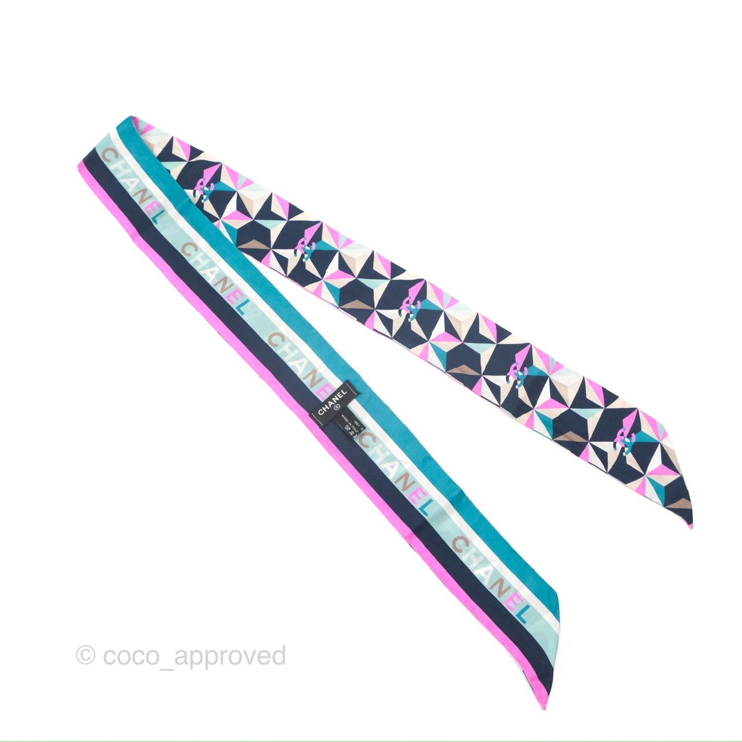 Chanel Silk Twilly Navy Purple Teal