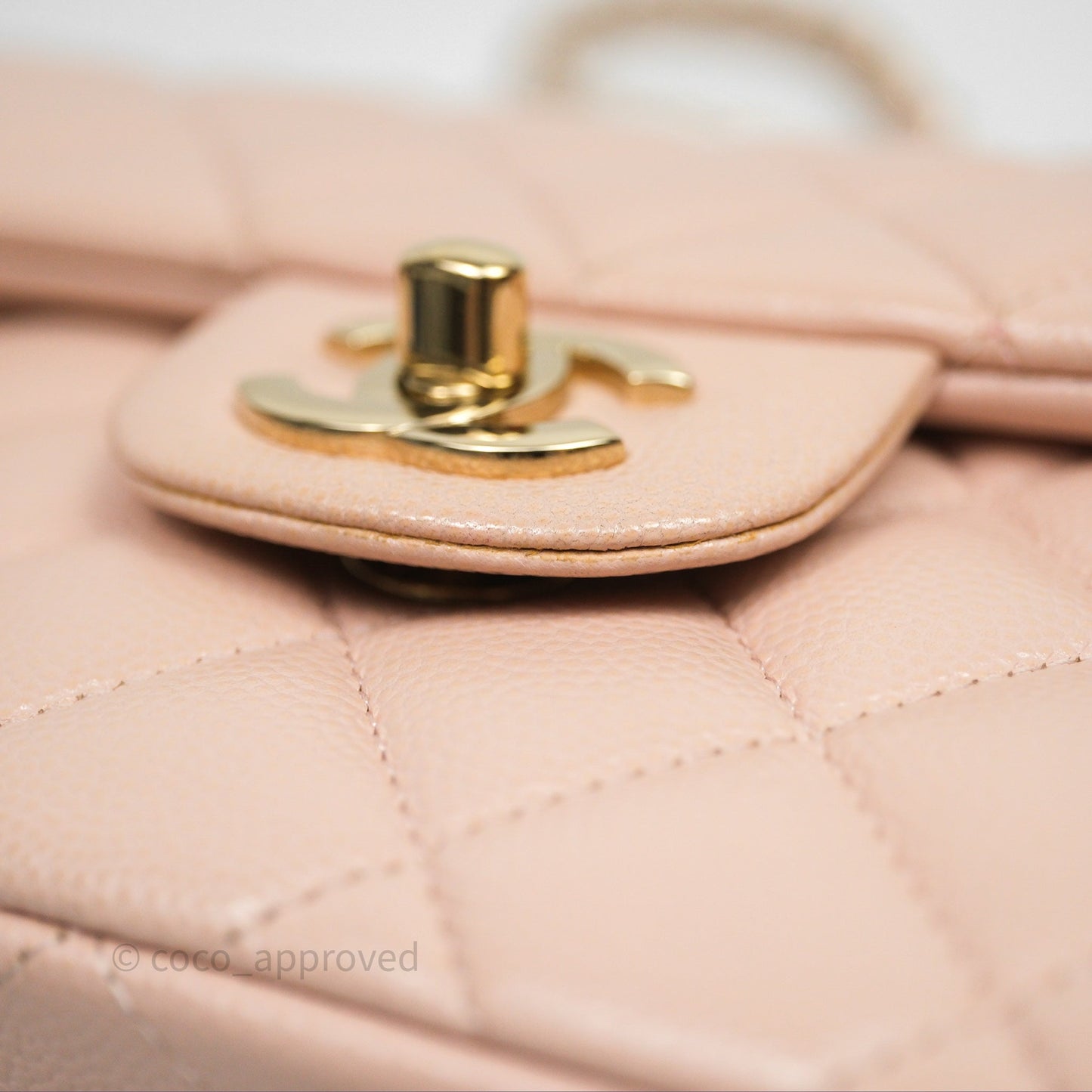 Chanel Small Classic Flap Quilted Rose Clair Caviar Gold Hardware