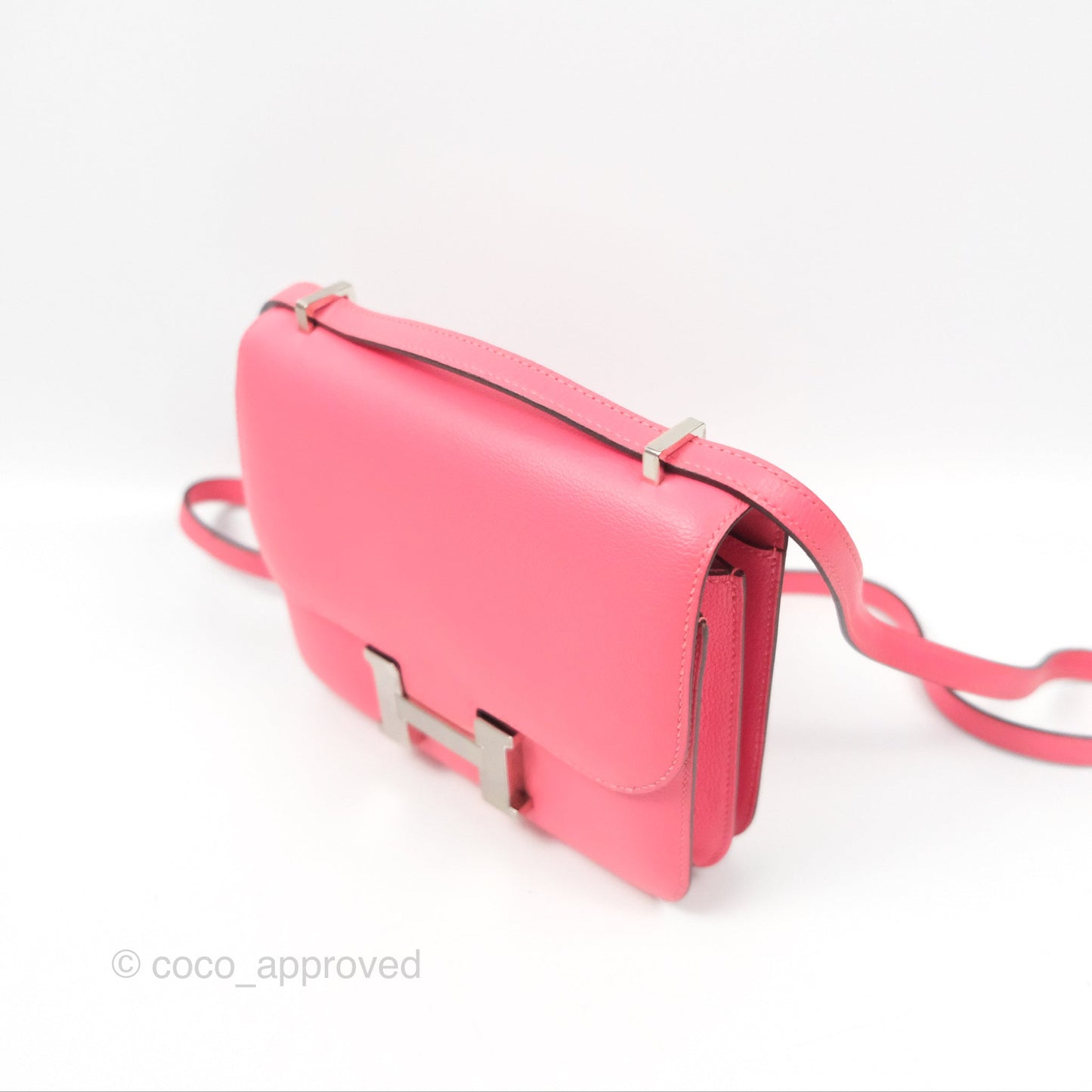 Hermès Constance Mini 18 Rose Azalee Evercolor Palladium Hardware
