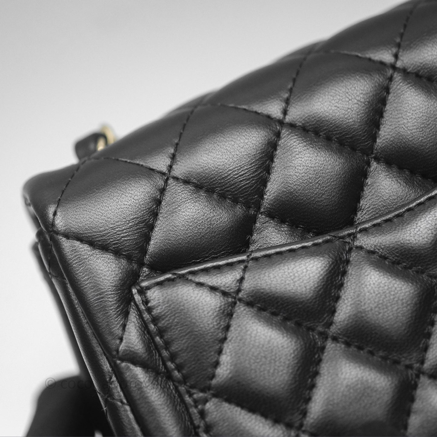 Chanel Mini Square Flap Quilted Black Lambskin Gold Hardware