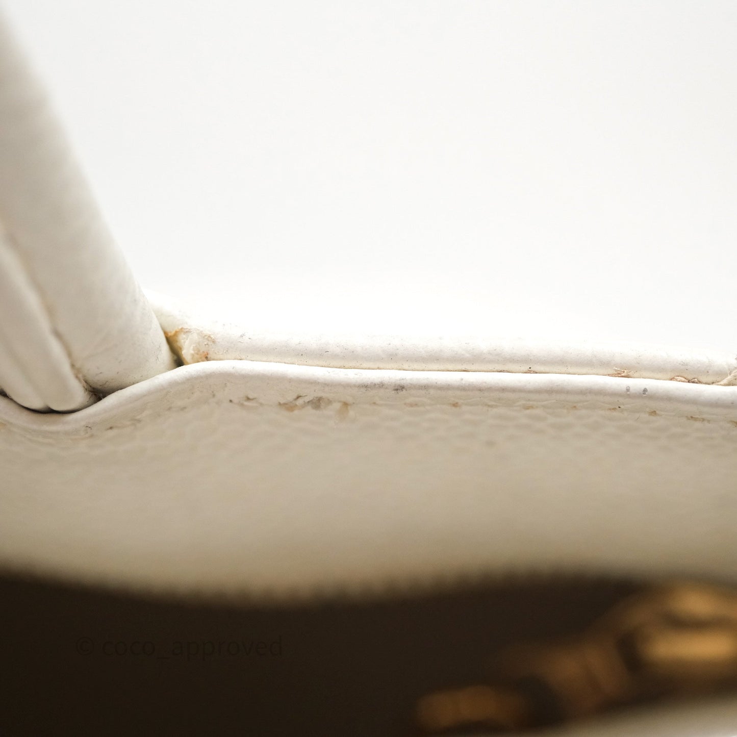 Chanel Vintage Medallion CC White Caviar Tote Bag Gold Hardware