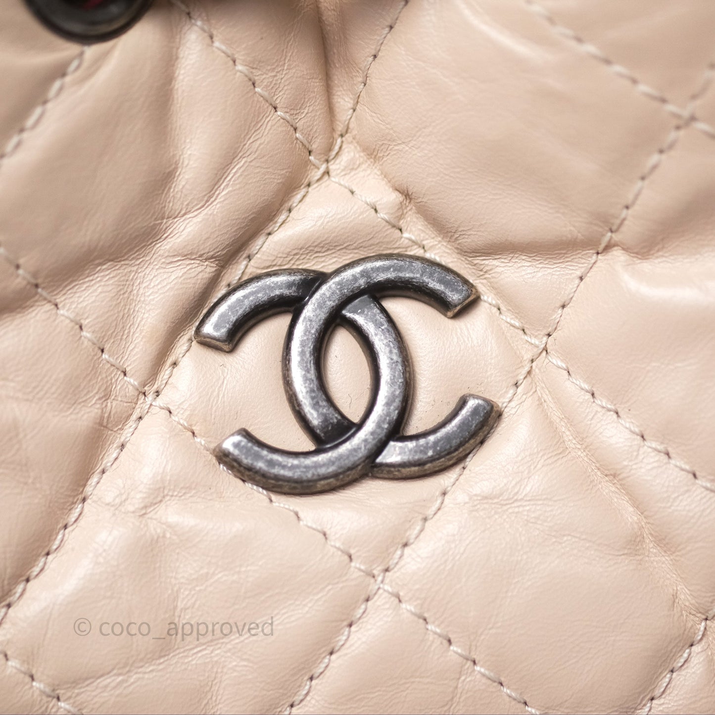 Chanel Small Gabrielle Backpack Beige Black Aged Calfskin