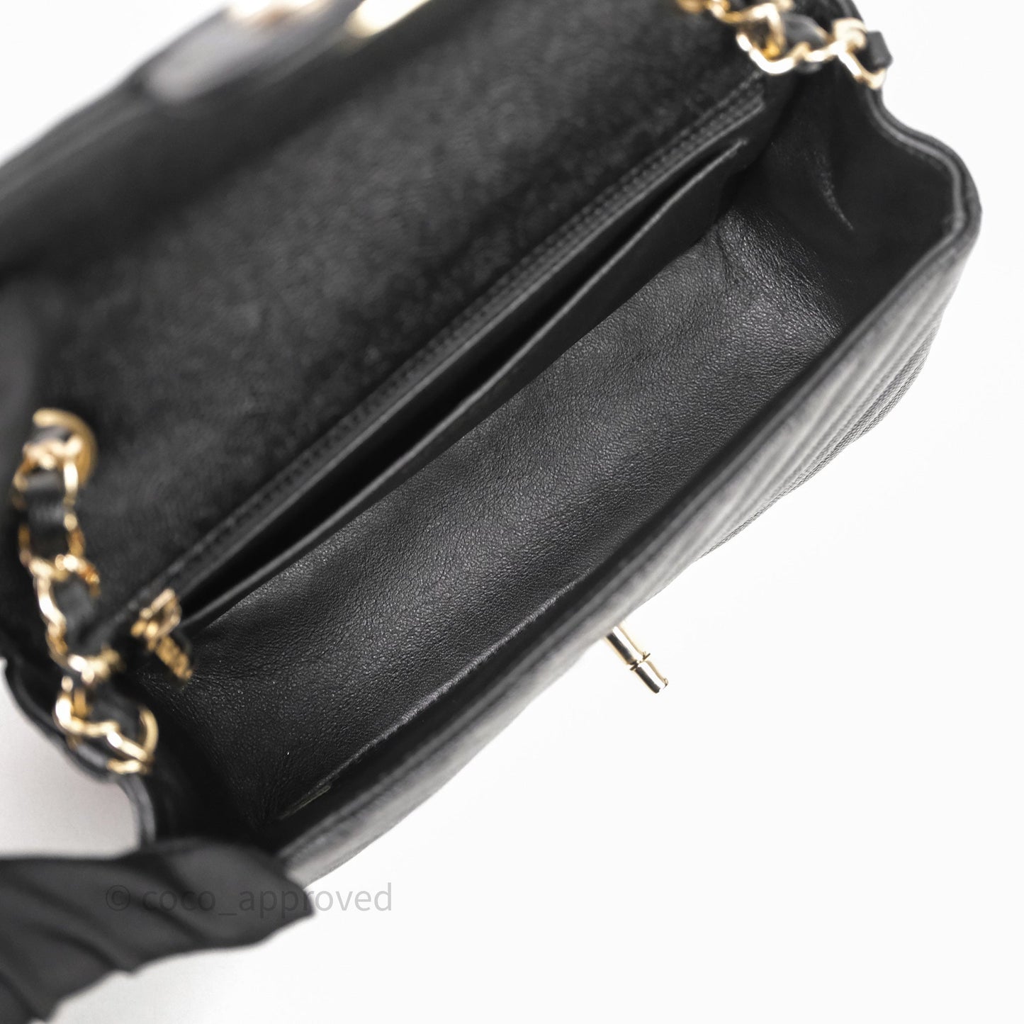 Chanel Quilted Mini Rectangular Black Caviar Gold Hardware