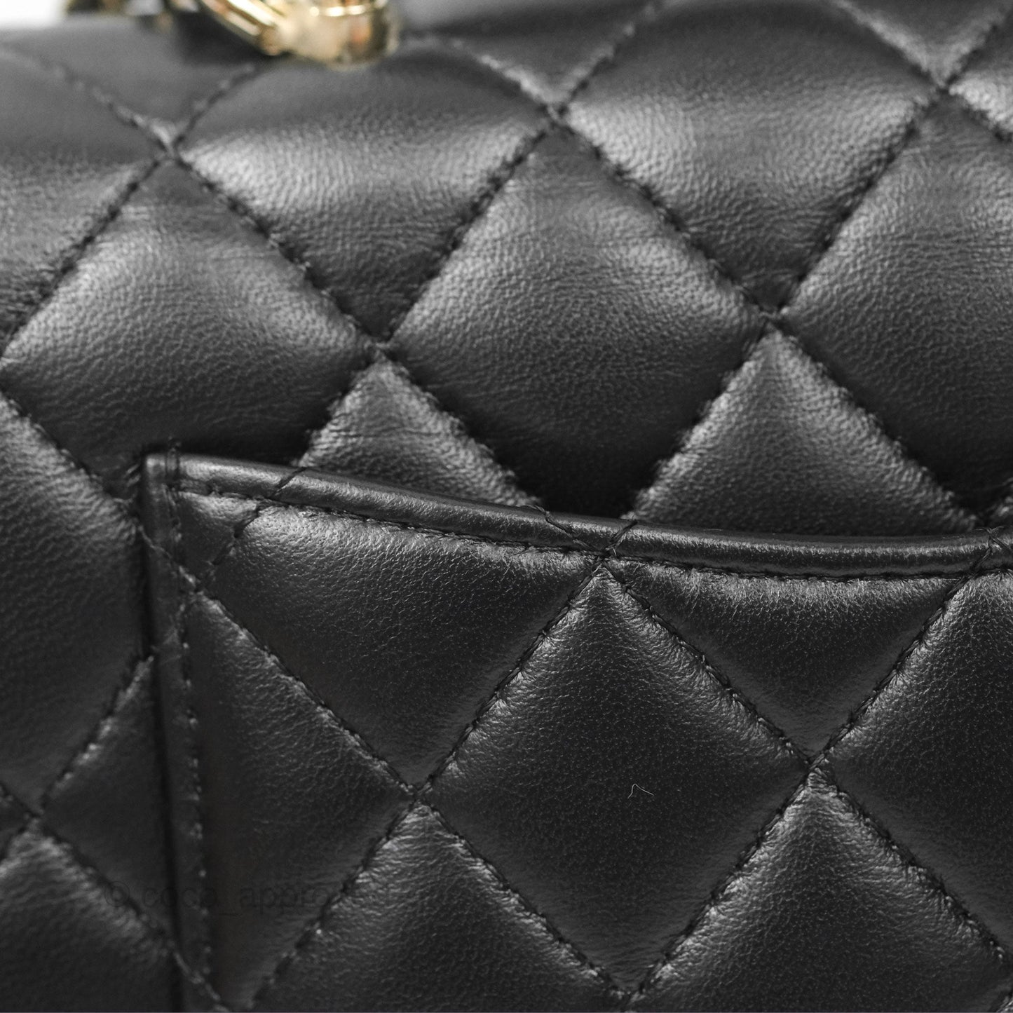 Chanel Top Handle Mini Rectangular Flap Bag Black Lambskin Gold Hardware