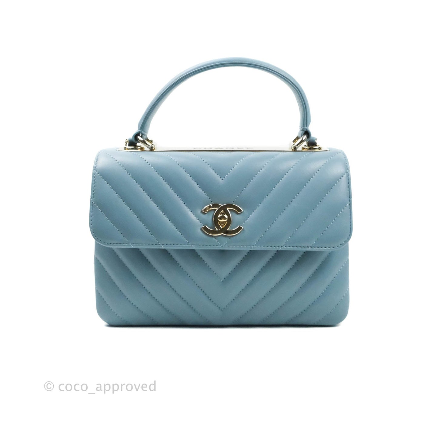 Chanel Trendy CC Chevron Small Blue Lambskin Gold Hardware