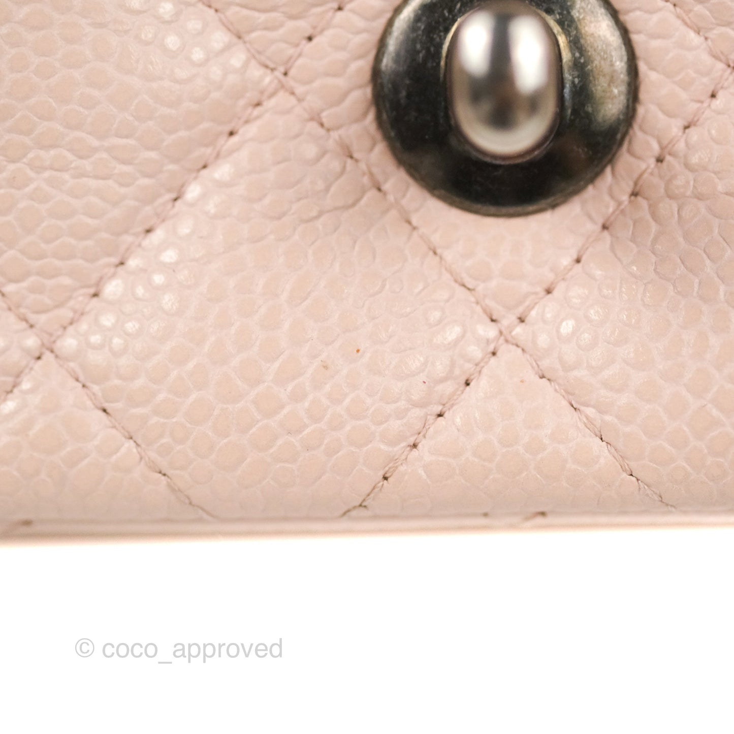 Chanel Quilted Mini Square Flap Pale Pink Caviar Ruthenium Hardware