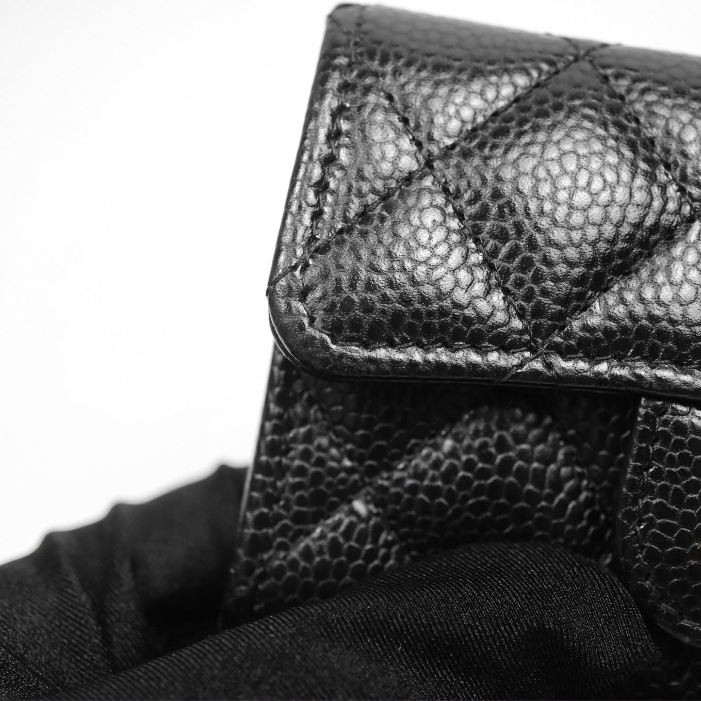 Chanel Quilted Flap Card Holder Caviar Black Gold Hardware