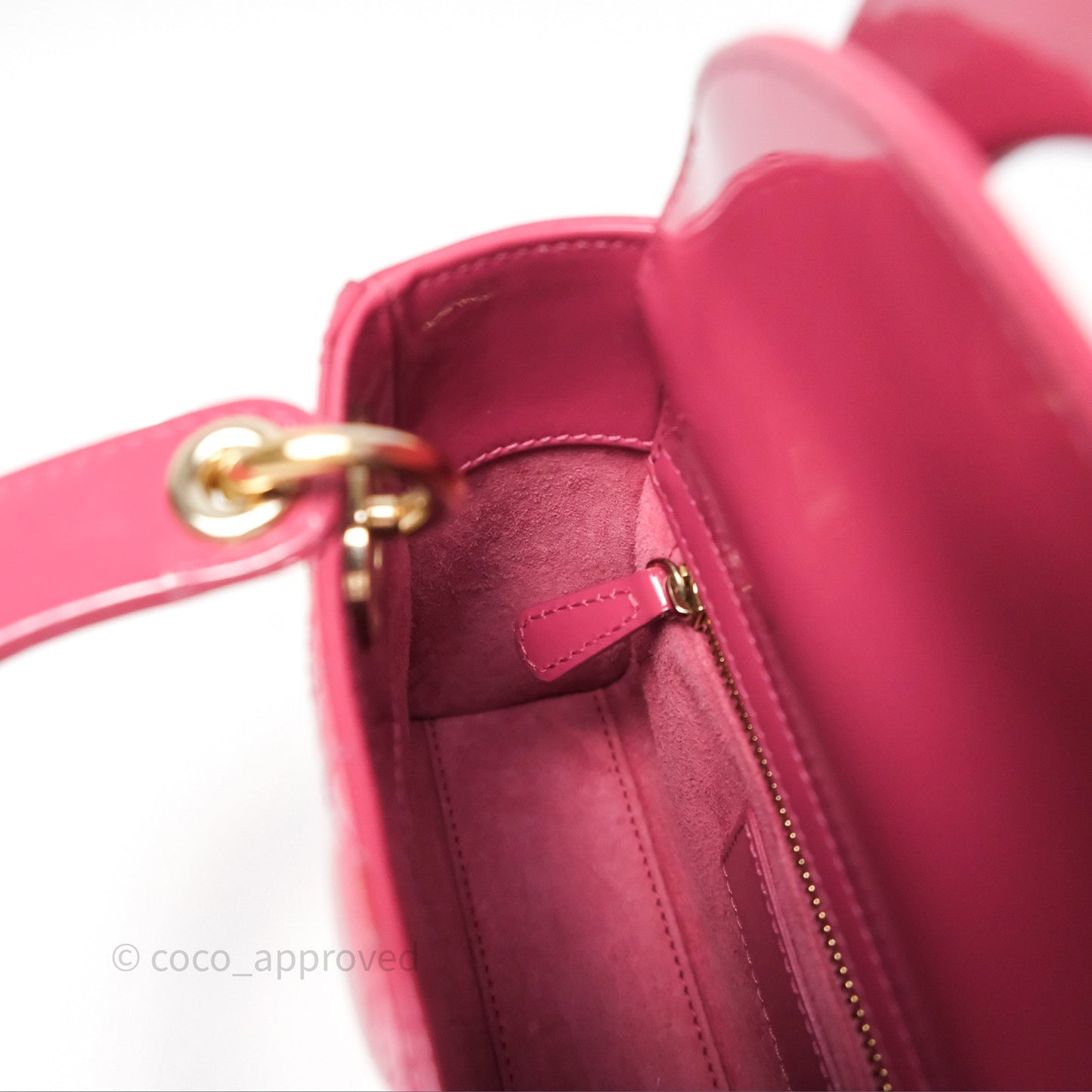 Christian Dior Mini Lady Dior Dusty Pink Patent Cannage Calfskin Gold Hardware