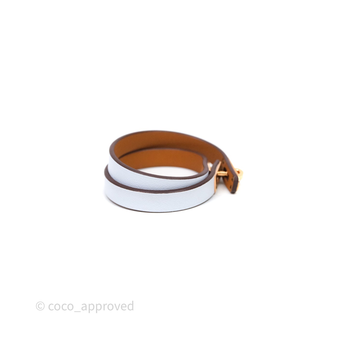 Hermès Kelly Double Tour Bracelet Blue Brume Swift Rose Gold Hardware