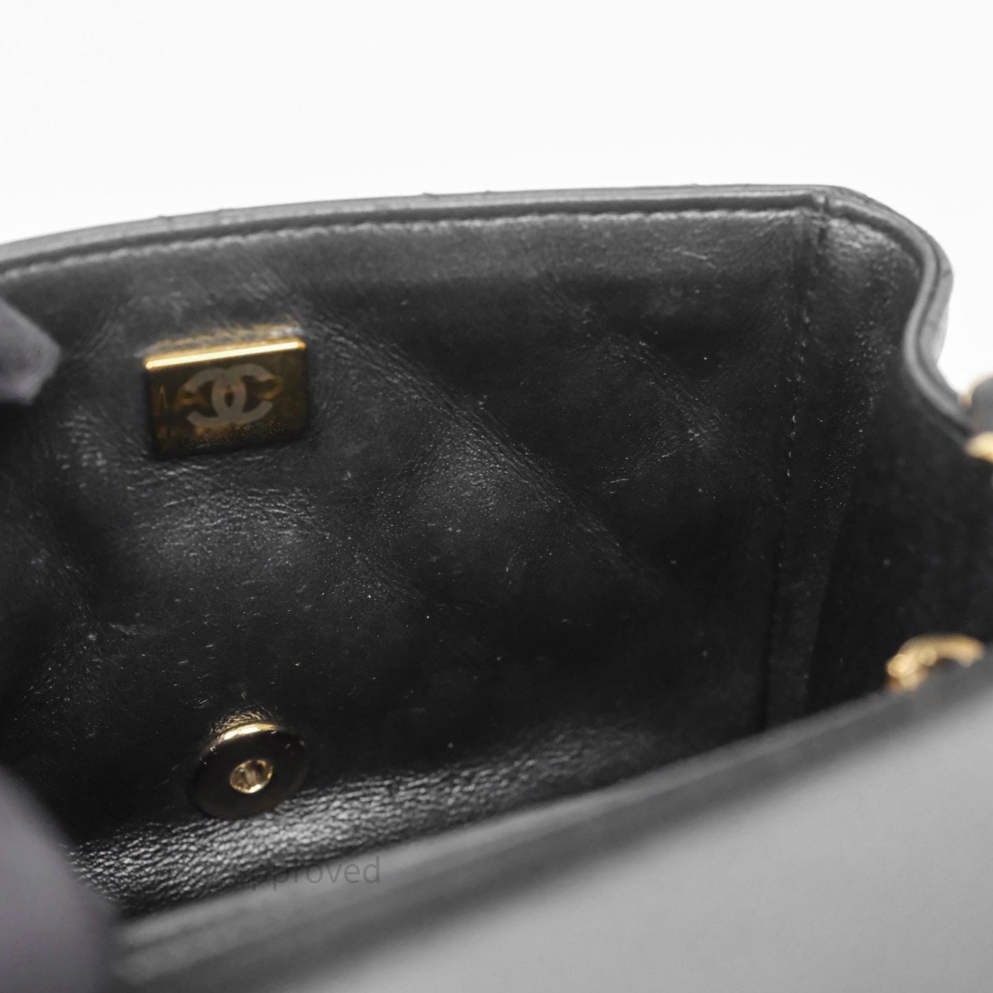 Chanel Mini Square Quilted Black Lambskin Gold Hardware