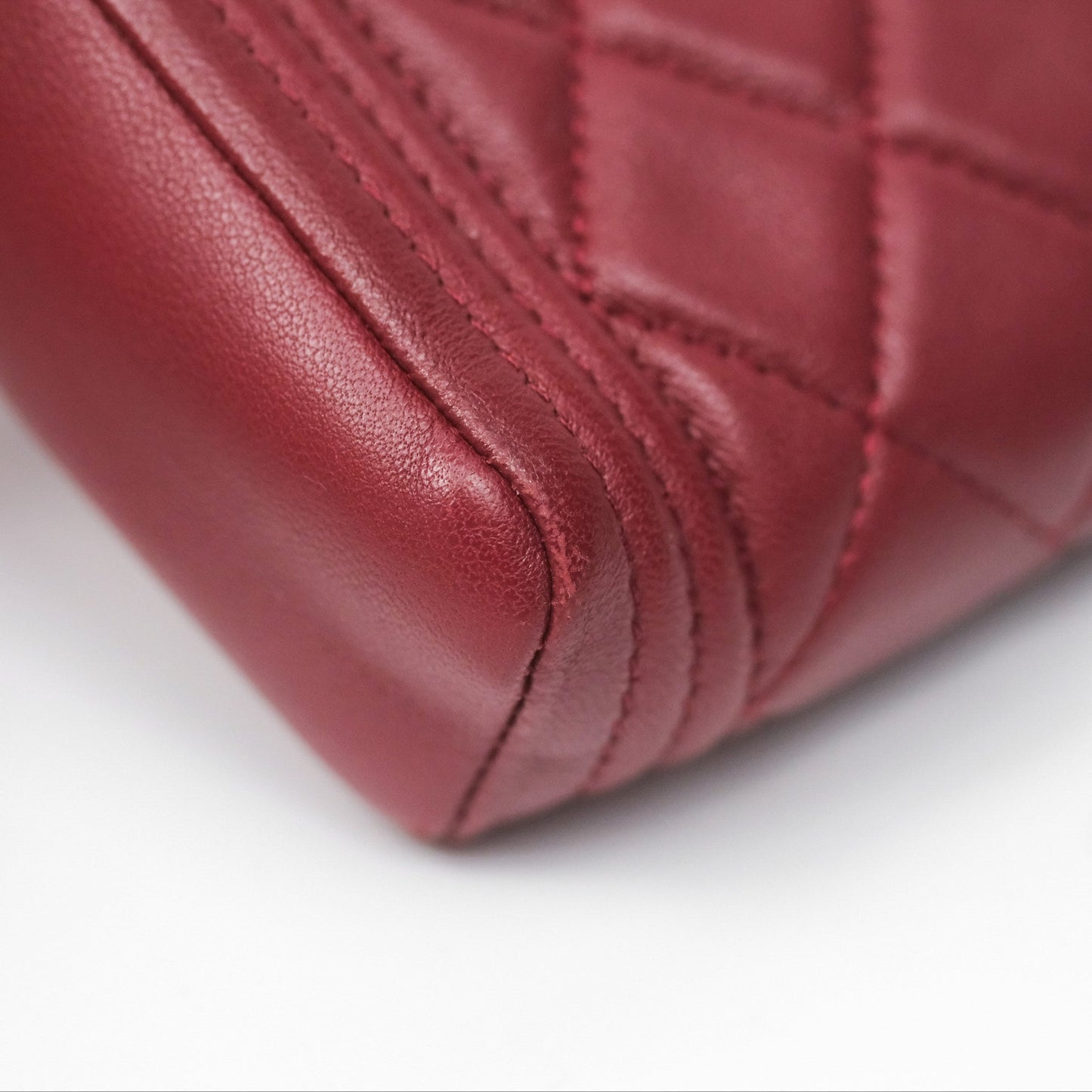 Chanel Quilted Boy Coin Case Dark Red Aged Gold Hardware