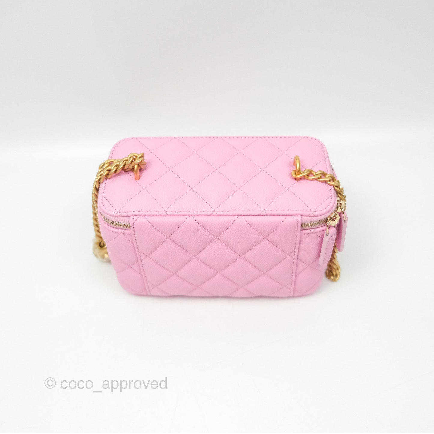Chanel Vanity Heart Crush Adjustable Chain Pink Caviar Aged Gold Hardware