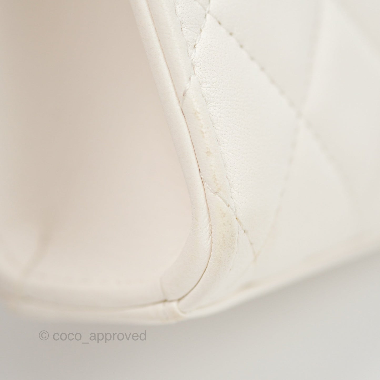 Chanel Quilted Pearl Crush Phone Holder With Chain White Lambskin