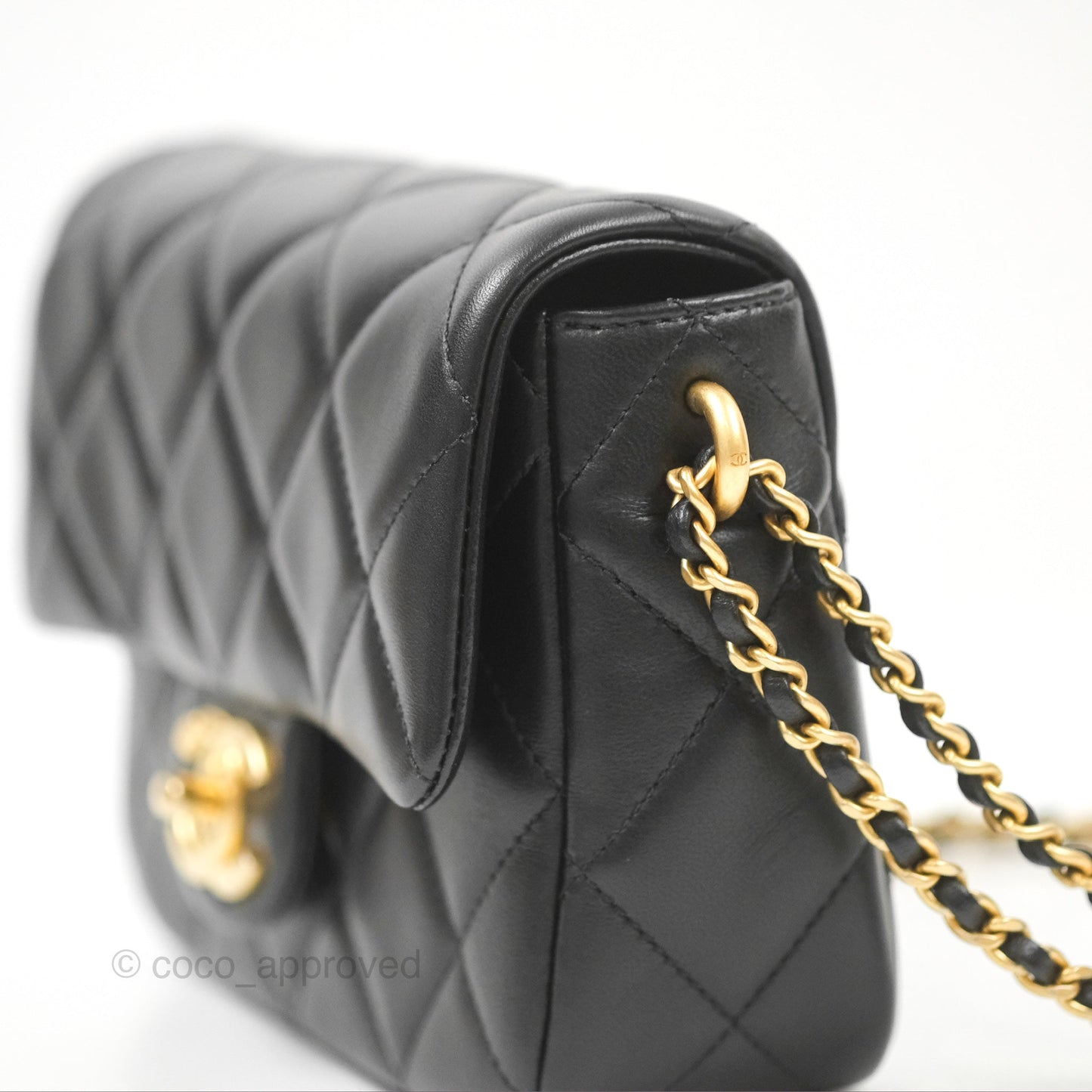 Chanel Quilted My Perfect Mini With Pearl Black Lambskin Gold Hardware