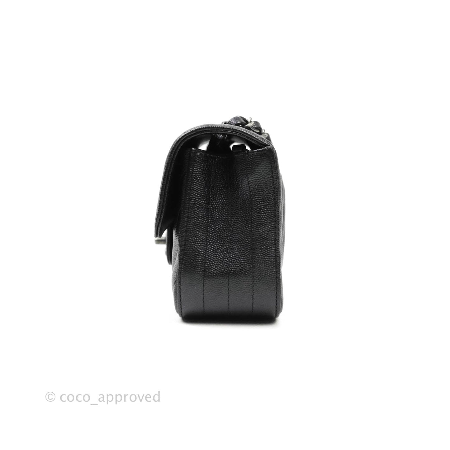 Chanel Chevron Mini Rectangular Flap Iridescent Black Caviar Ruthenium Hardware