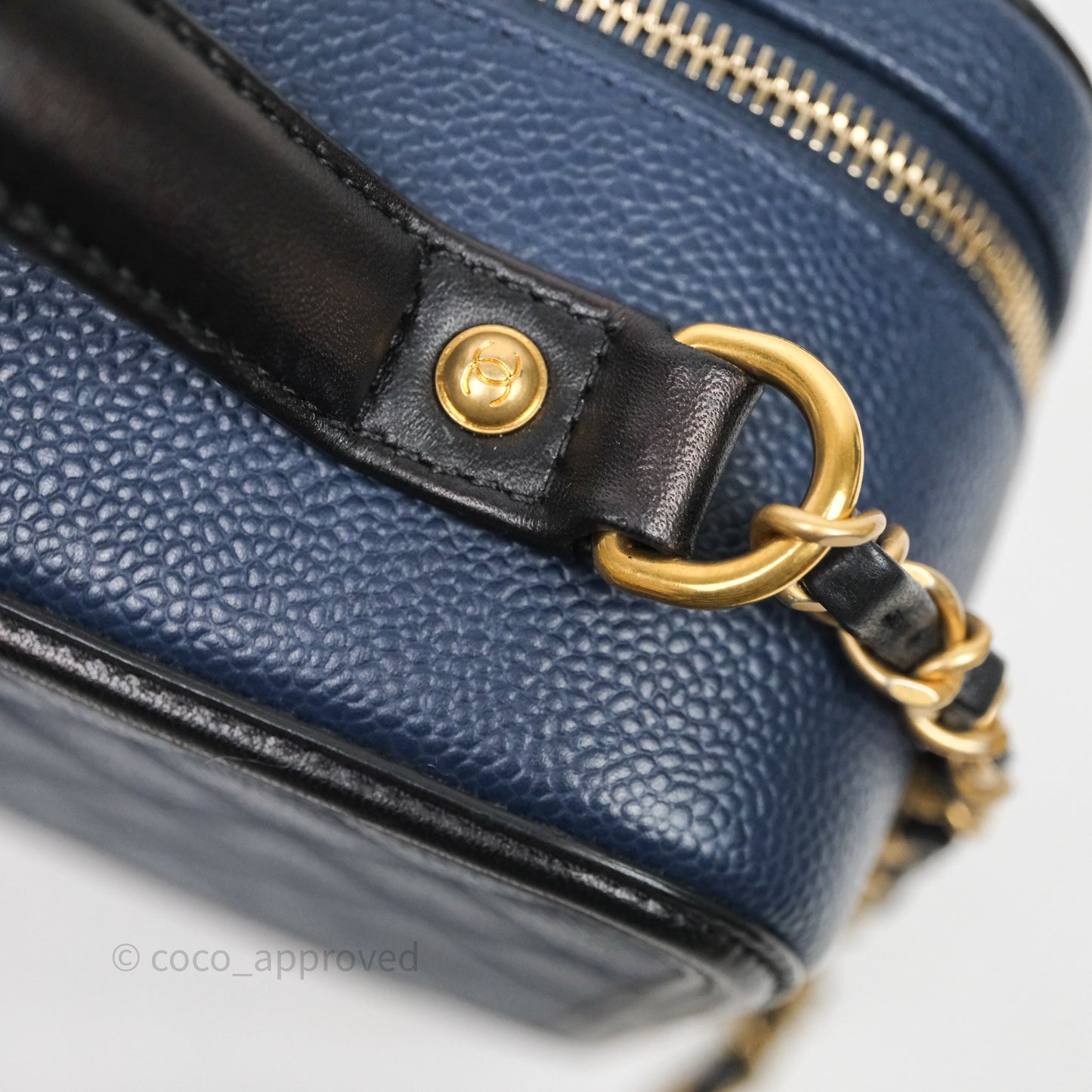 Chanel Quilted Large CC Filigree Vanity Case Navy Black Caviar