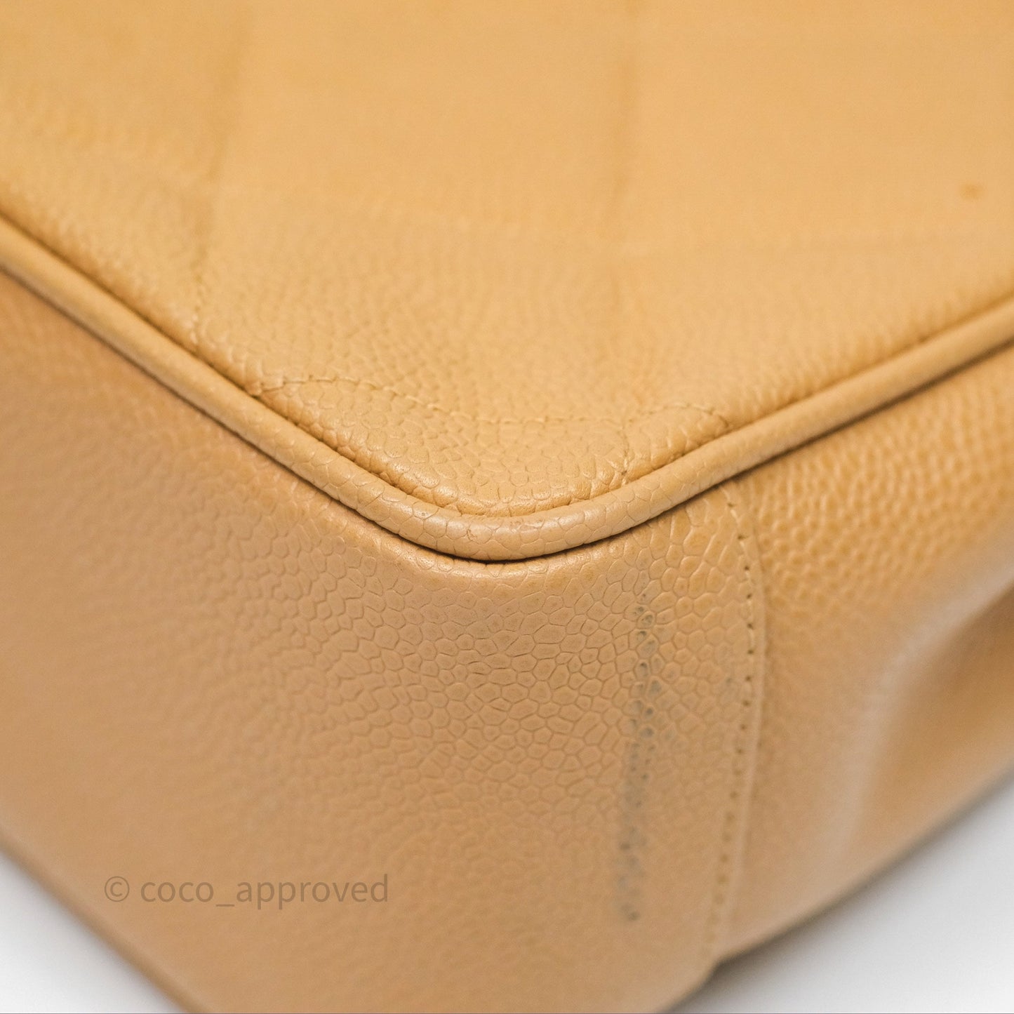 Chanel Vintage CC Quilted Tote Dark Beige Caviar 24K Gold Hardware