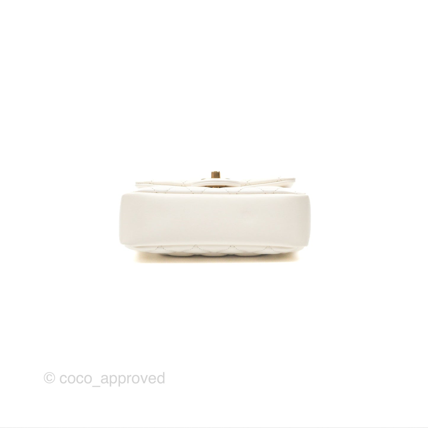Chanel Pearl Chain Mini Flap Bag White Lambskin Aged Gold Hardware 24P