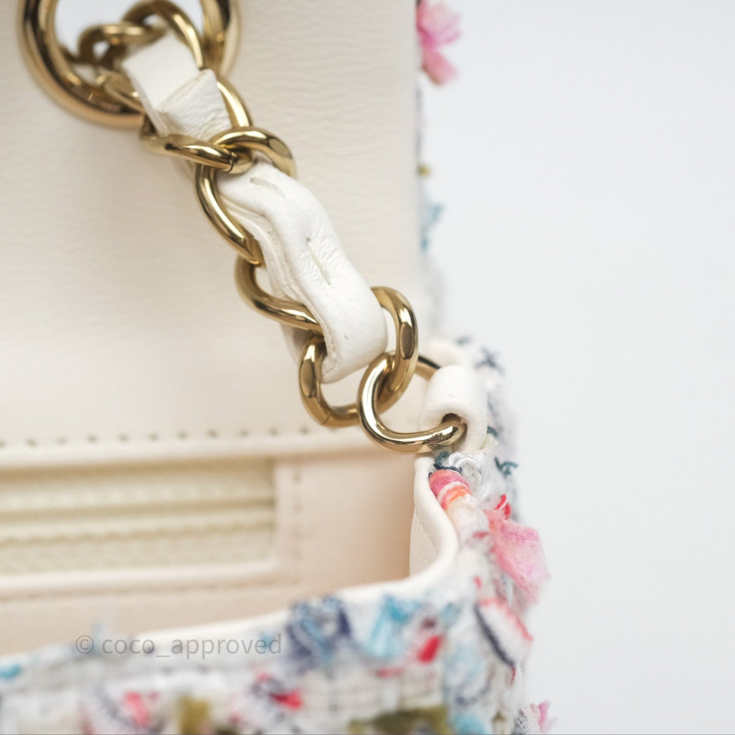 Chanel Tweed Quilted Mini Rectangular Flap Pink Tweed Gold Hardware 22K