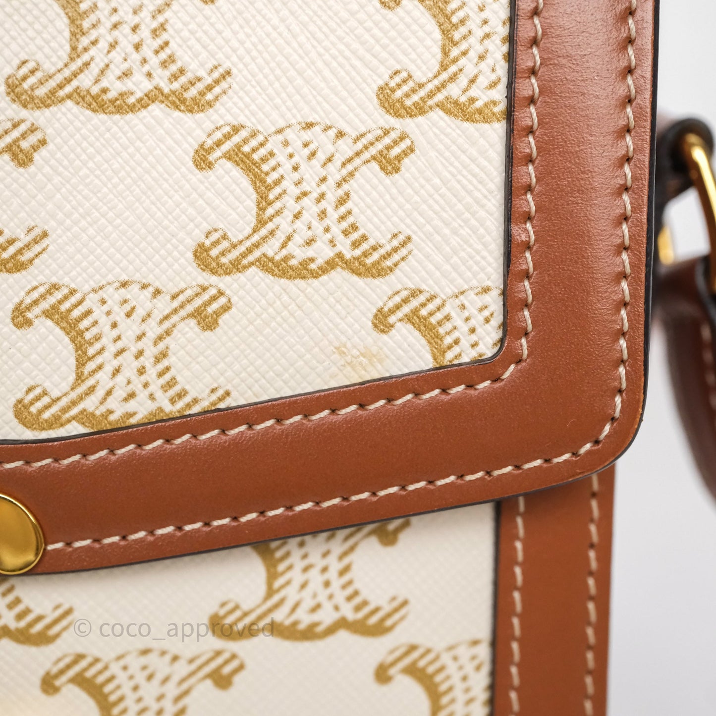 Celine Teen Triomphe Bag Triomphe Canvas Tan Calfskin