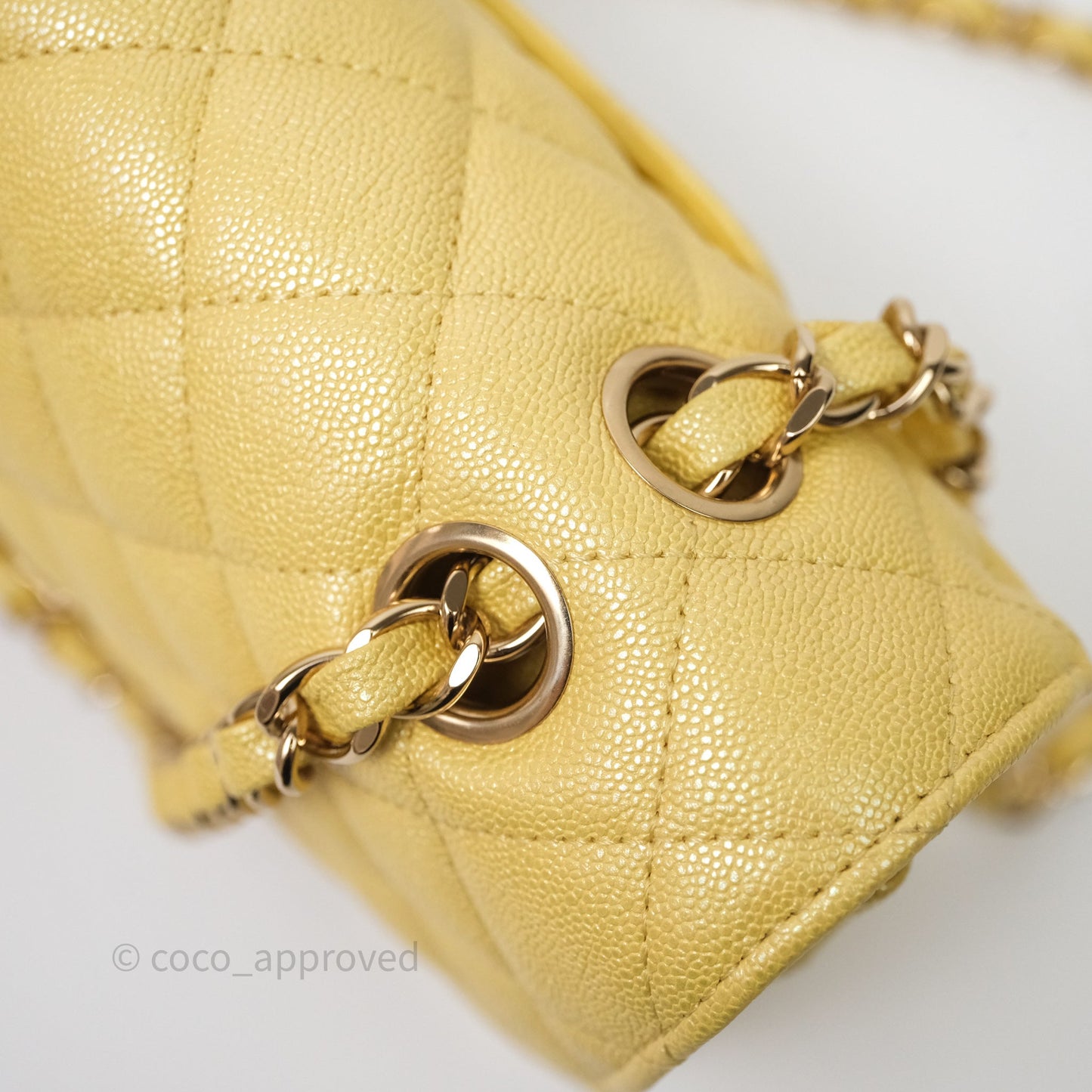 Chanel Classic M/L Medium Flap Quilted Iridescent Yellow Caviar Gold Hardware