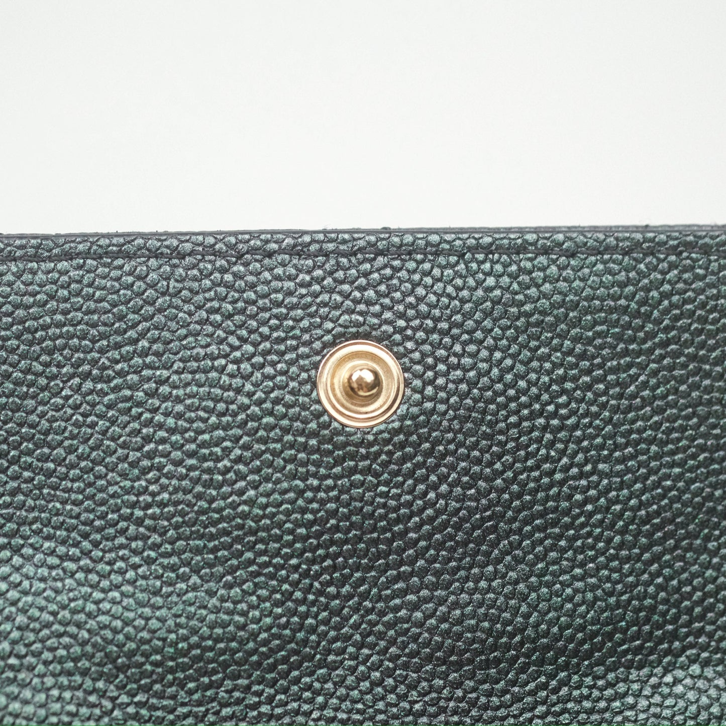 Chanel Quilted White CC Short Wallet Iridescent Green Purple Gold Hardware
