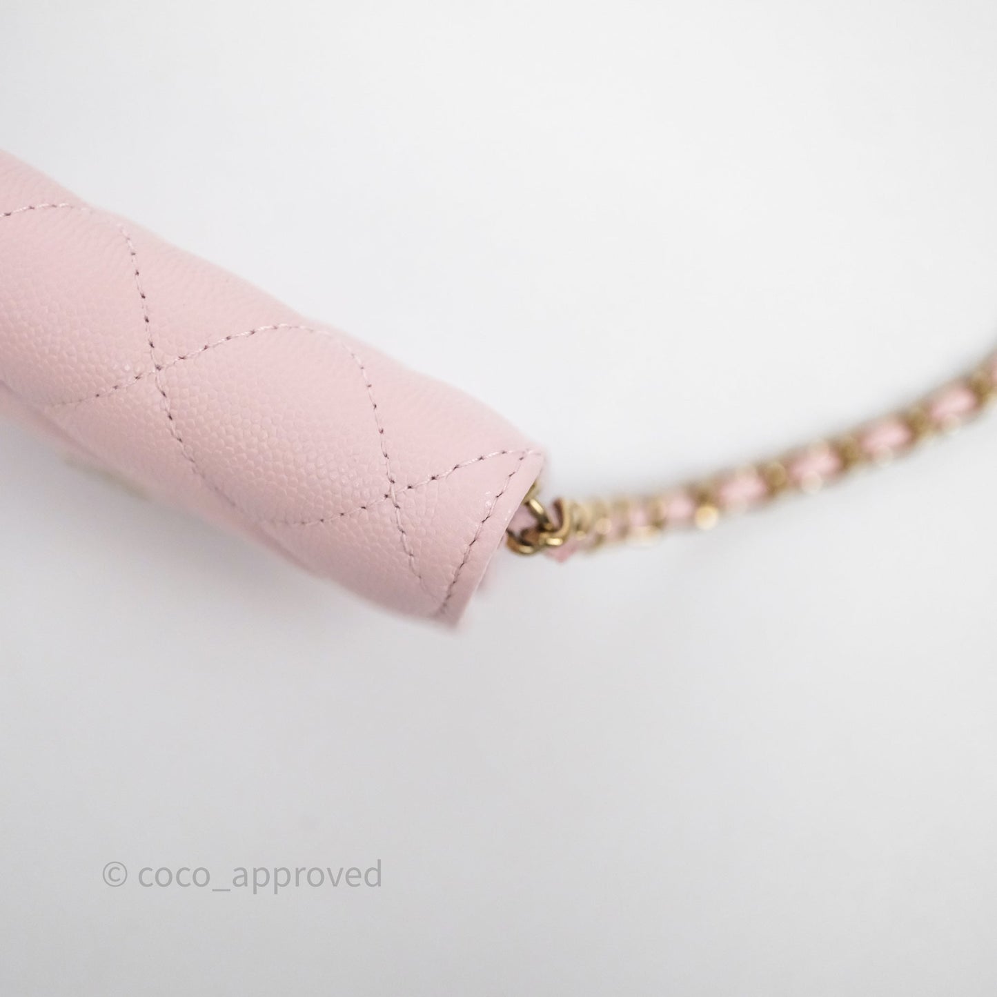 Chanel Mini Wallet With Chain Light Pink Caviar Gold Hardware