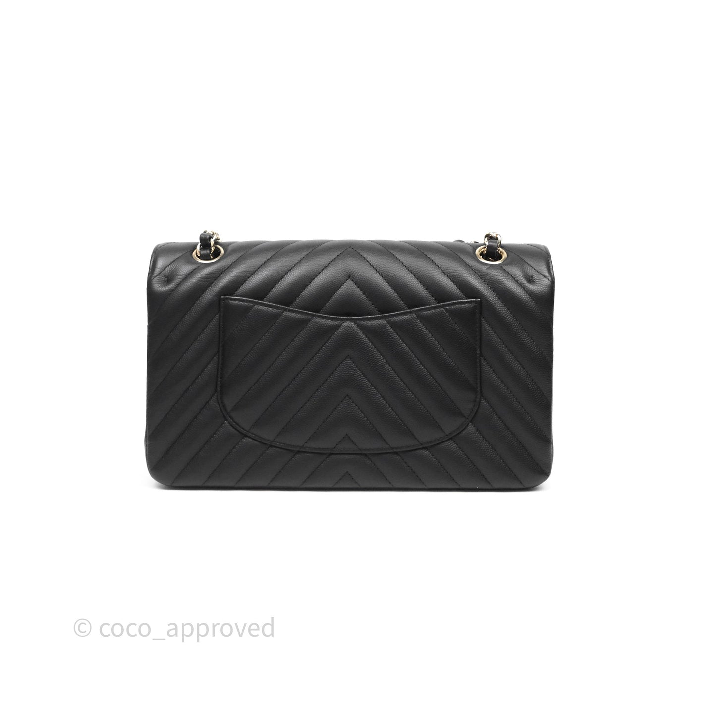 Chanel Classic M/L Medium Flap Chevron Black Caviar Gold Hardware